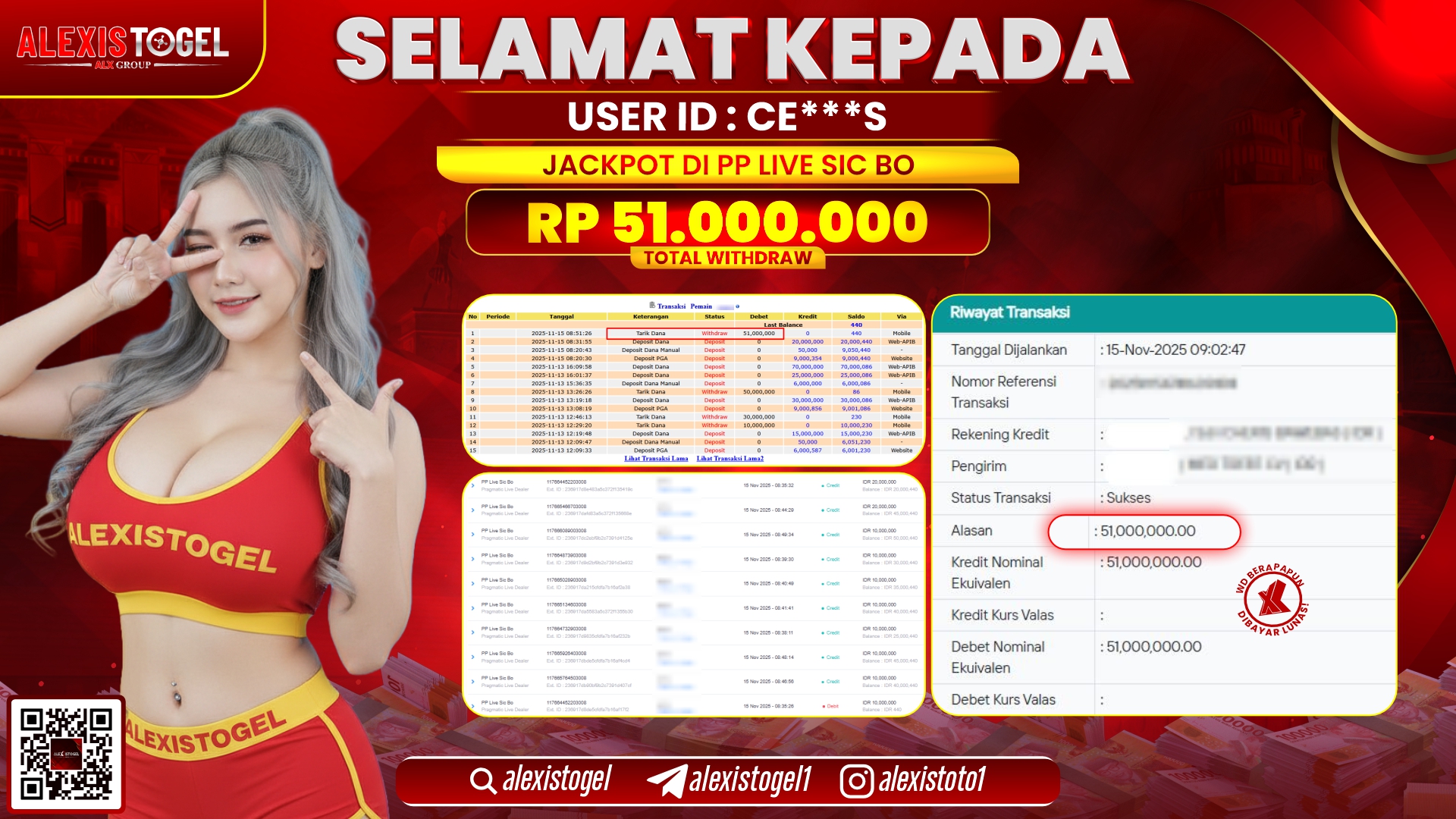 ALEXISTOGEL di PP LIVE SIC BO RP.51.000.000, LUNAS