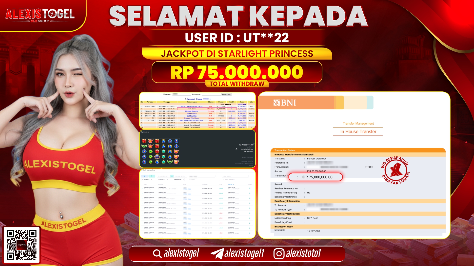 ALEXISTOGEL di SLOT STARLIGHT PRINCESS  RP.75.000.000, LUNAS