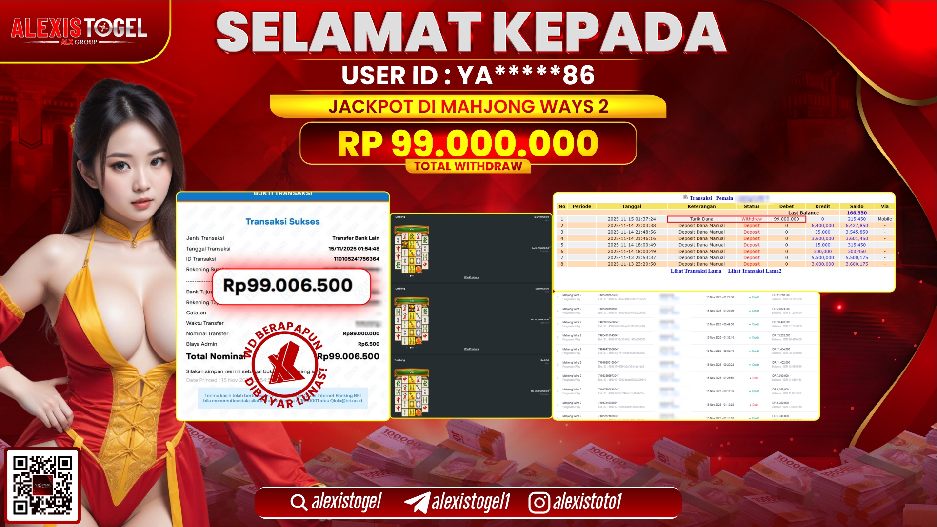 ALEXISTOGEL di SLOT MAHJONG WAYS 2 RP.99.000.000, LUNAS