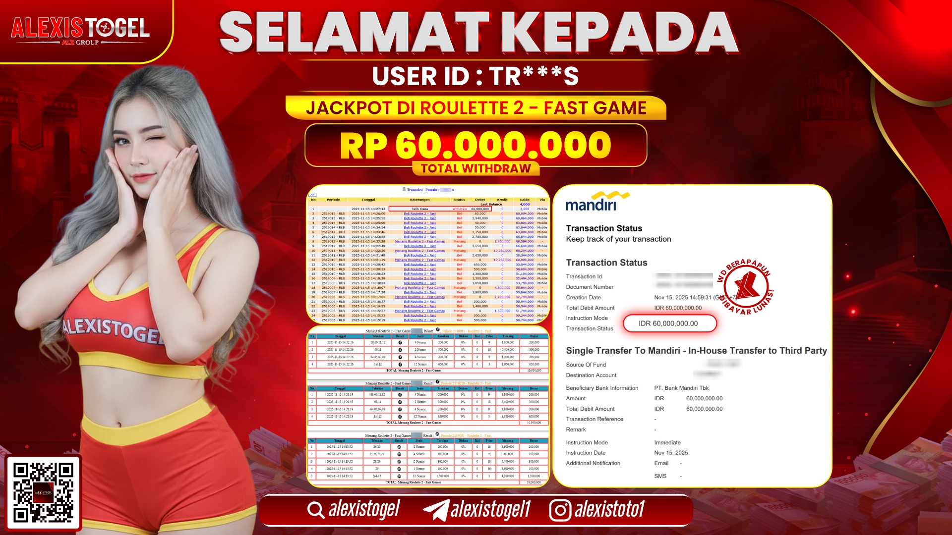ALEXISTOGEL di CASINO ROULETTE 2 - FAST GAME RP.60.000.000, LUNAS
