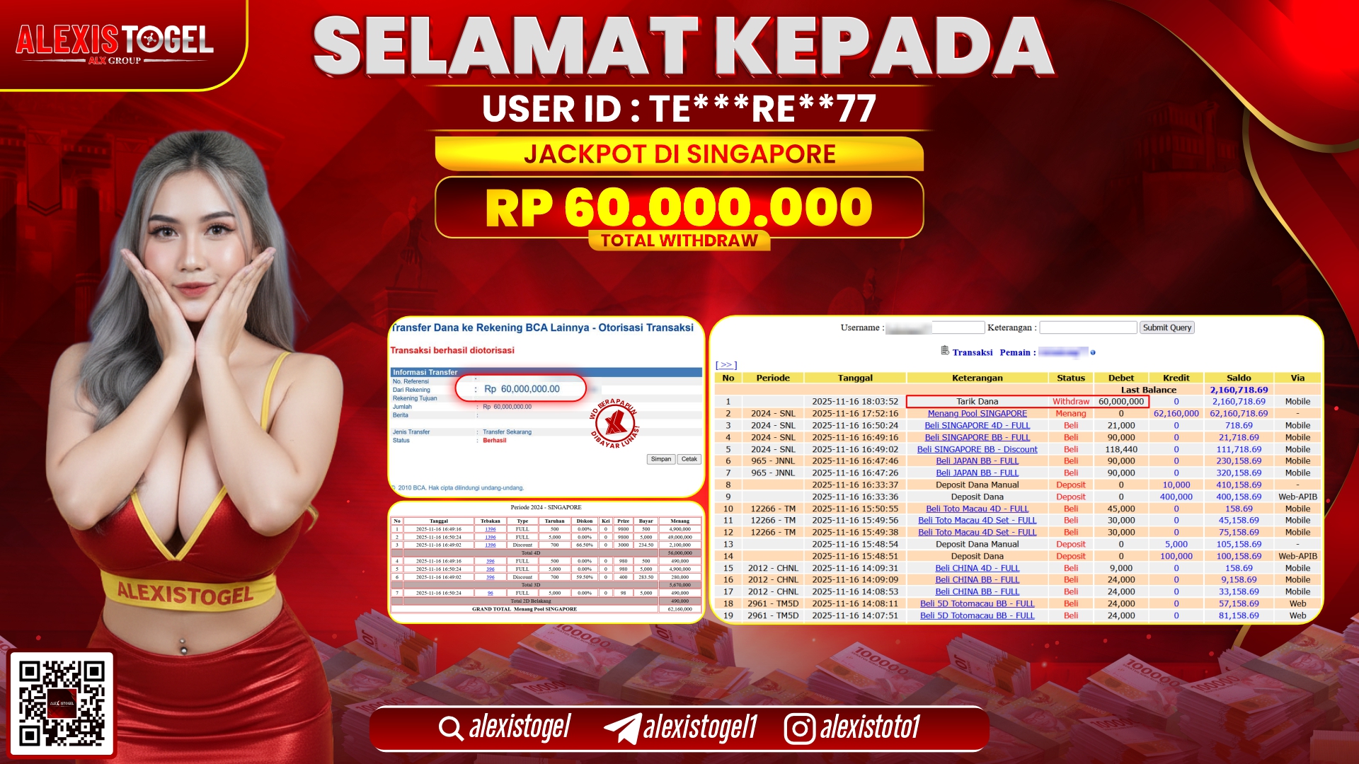 ALEXISTOGEL di TOGEL SINGAPORE RP.60.000.000, LUNAS