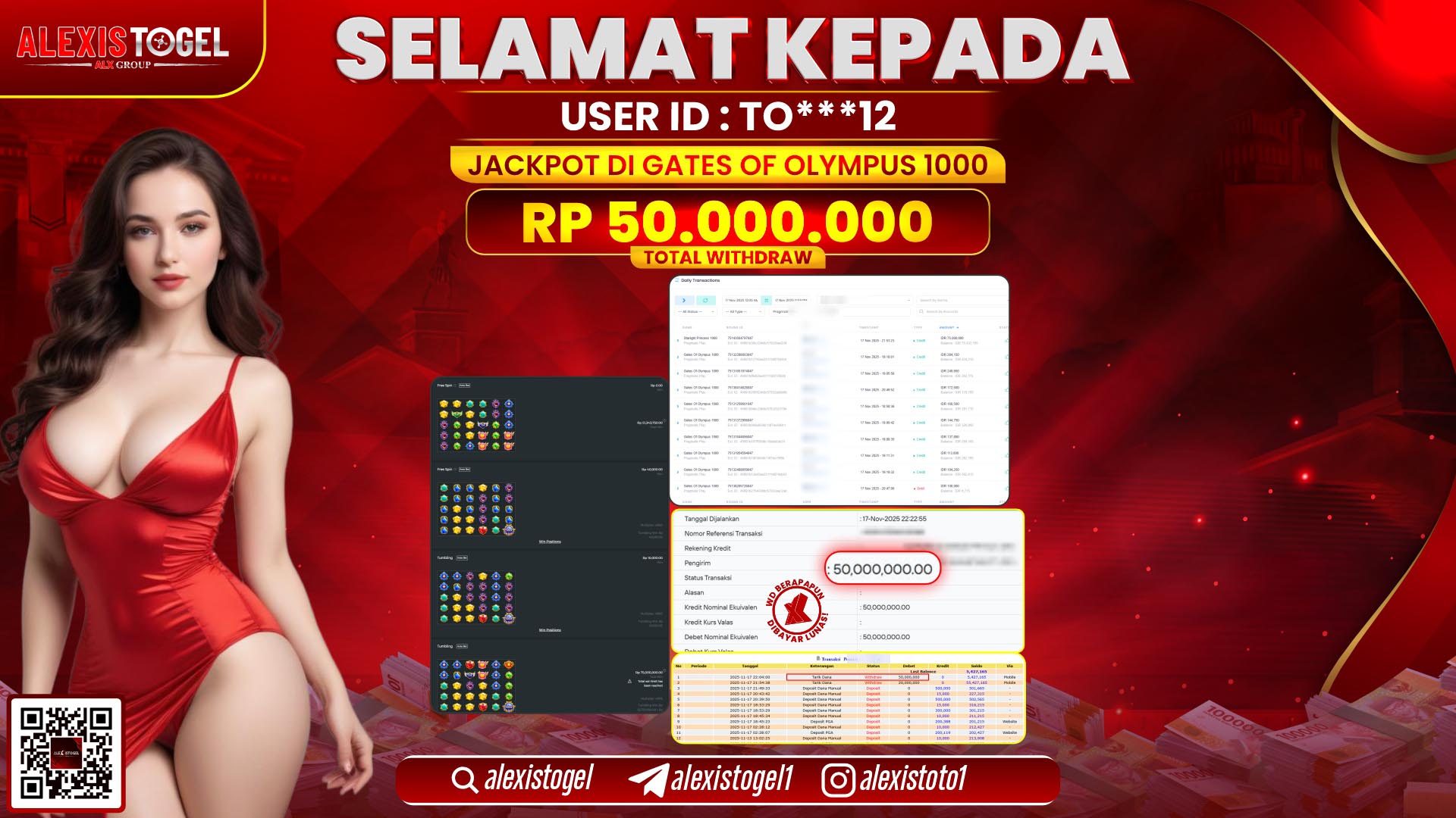 ALEXISTOGEL di SLOT GATES OF OLYMPUS 1000 RP.50.000.000, LUNAS