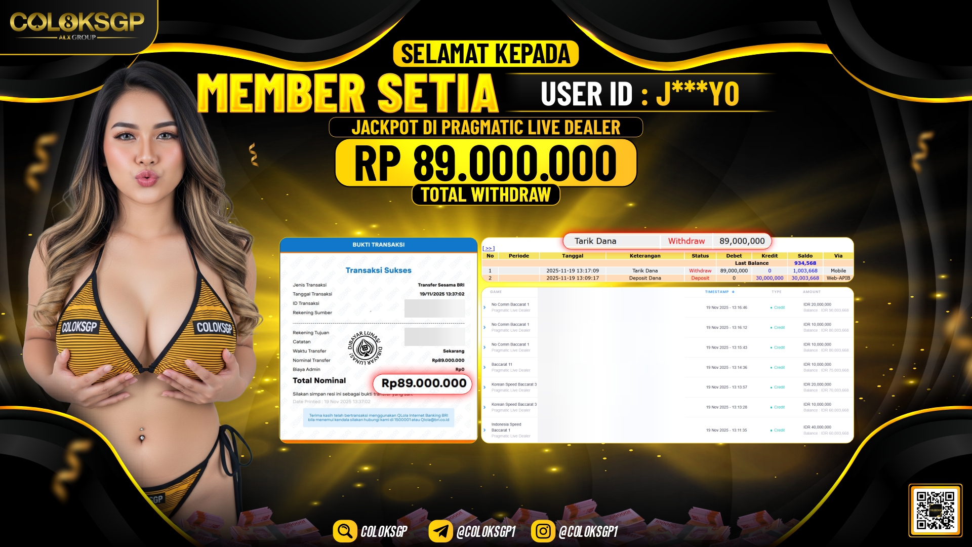 COLOKSGP JACKPOT PPLD NO COMM BACCARAT 1