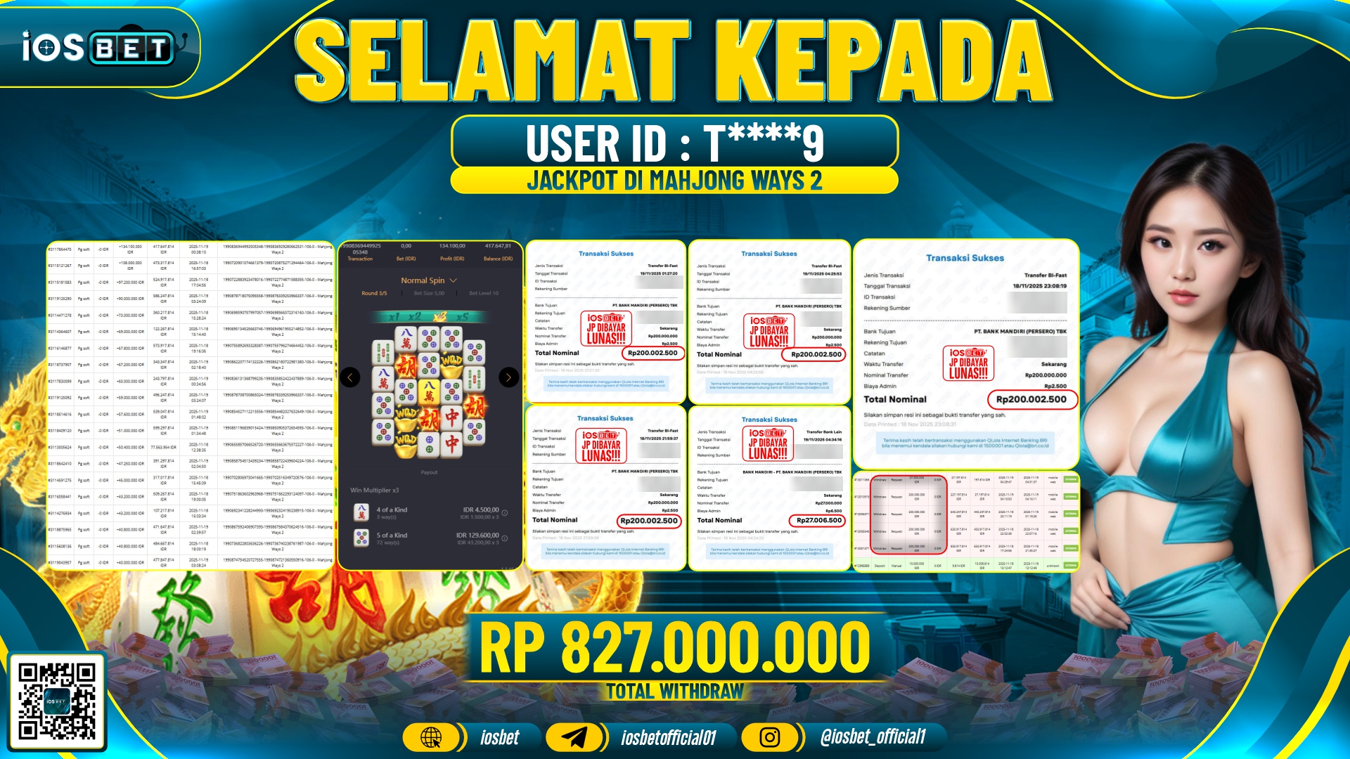 Bukti Pembayaran LUNAS SLOT GAME GACOR  Rp.827.000.000