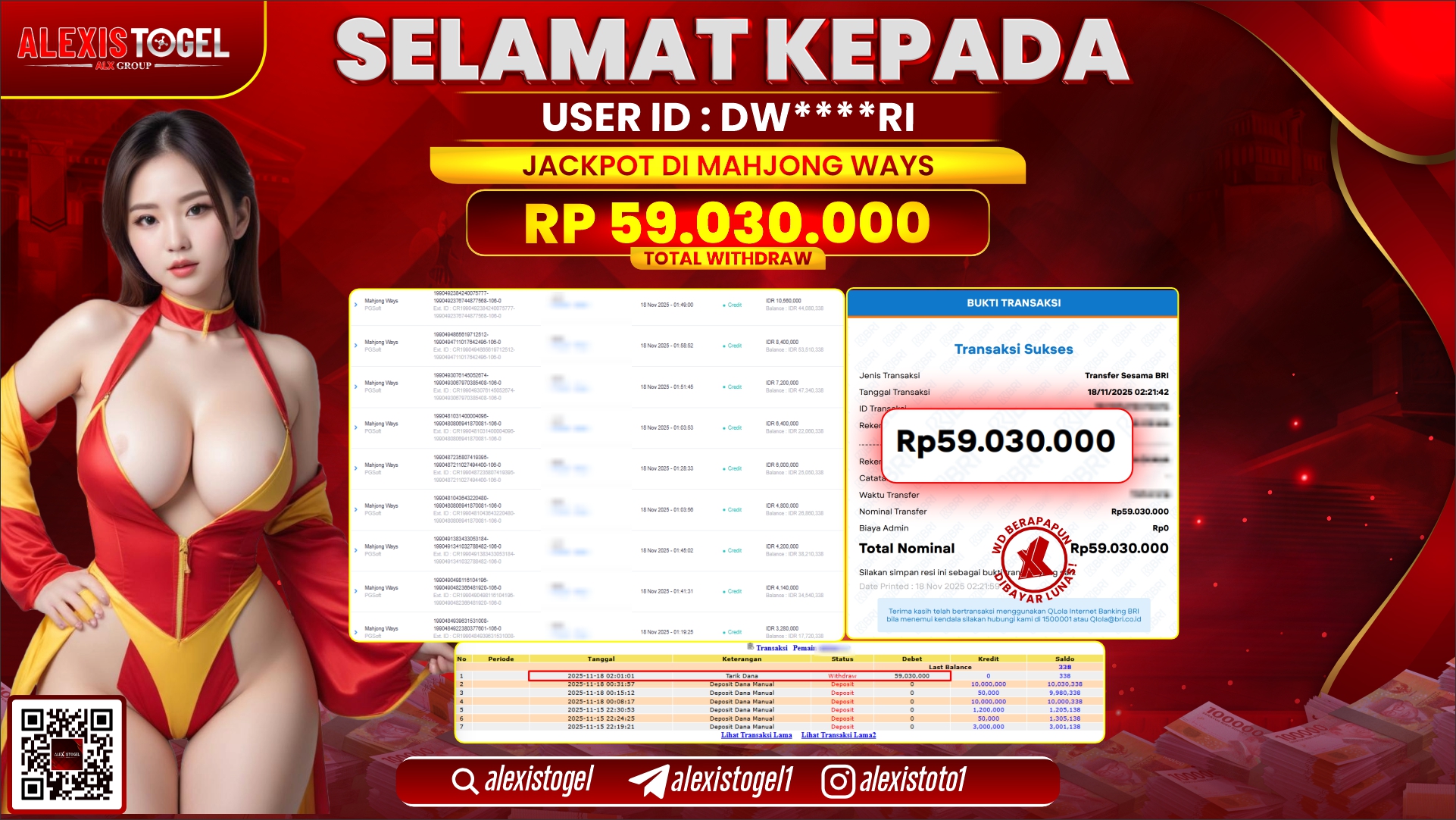 ALEXISTOGEL di SLOT MAHJONG WAYS RP.59.030.000, LUNAS