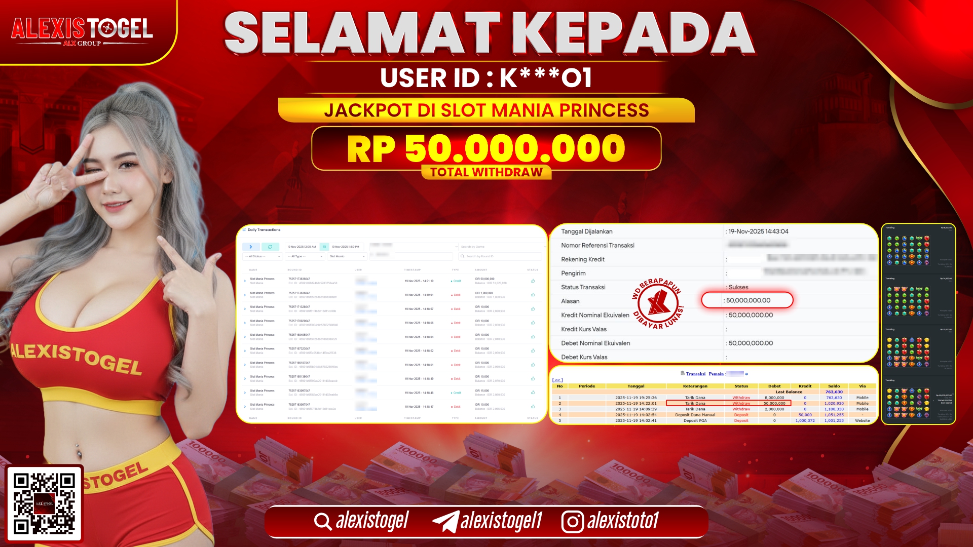 ALEXISTOGEL di SLOT MANIA PRINCESS RP.50.000.000,- LUNAS