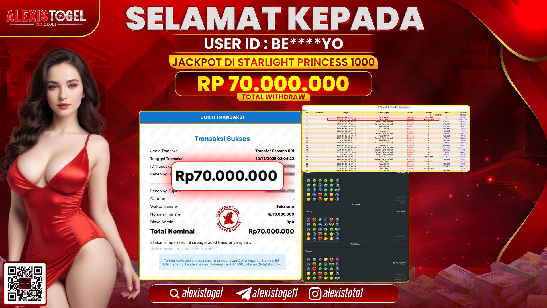 ALEXISTOGEL di SLOT STAR STARLIGHT PRINCESS 1000 RP.70.000.000,- LUNAS