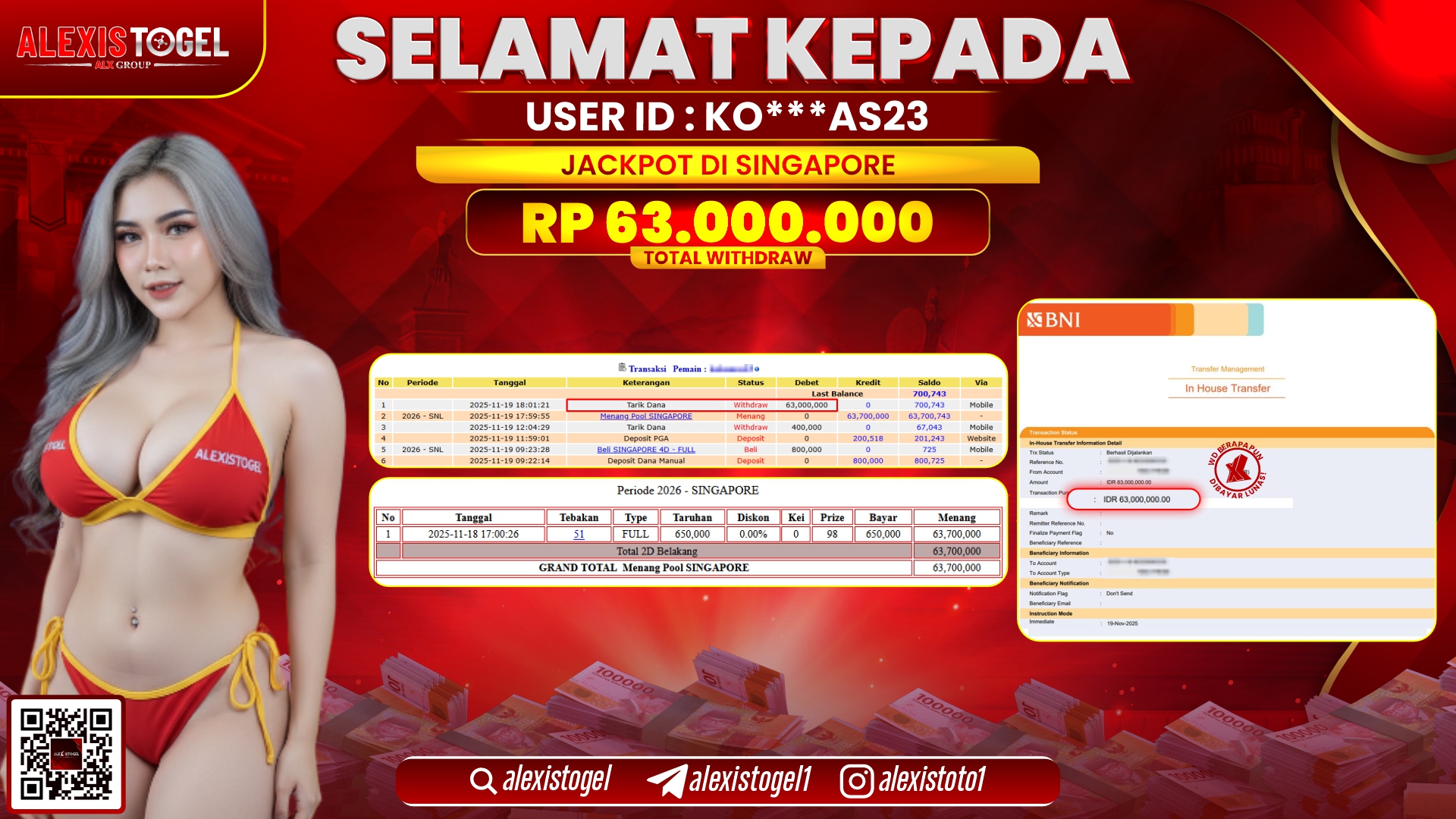 ALEXISTOGEL di TOGEL SINGAPORE RP.63.000.000,- LUNAS