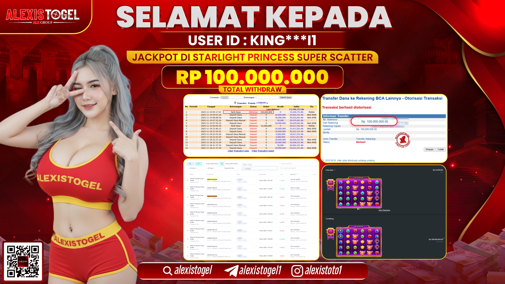 ALEXISTOGEL di SLOT STARLIGHT PRINCESS SUPER SCATTER RP.100.000.000,- LUNAS