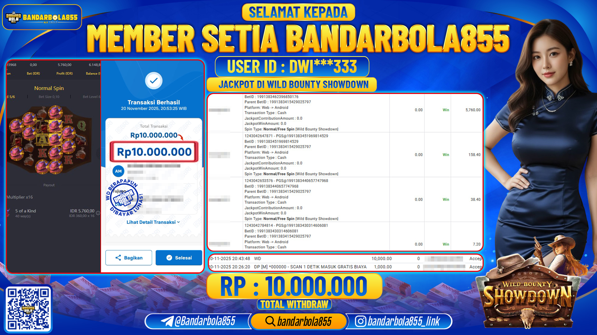 🎖 JACKPOT BANDARBOLA855 di WILD BOUNTY SHOWDOWN Rp10.000.000🎖
