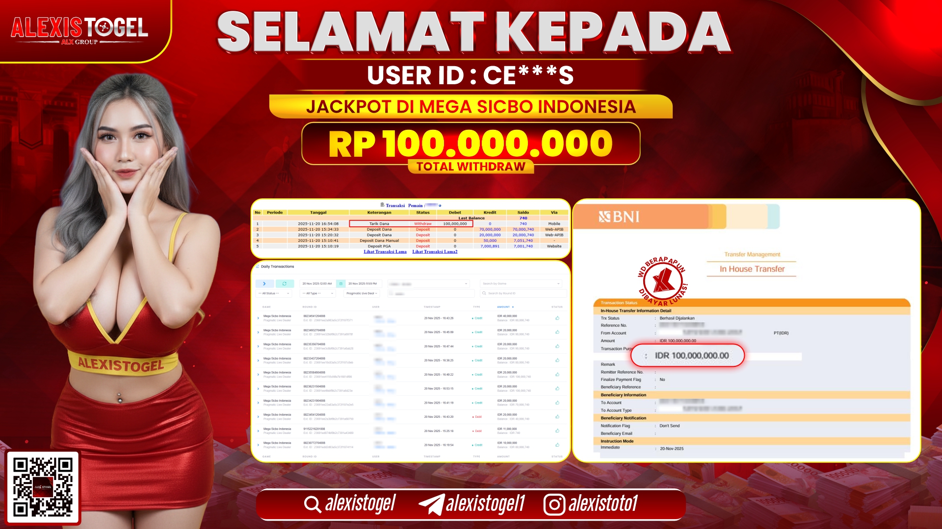 ALEXISTOGEL di MEGA SICBO INDONESIA RP.100.000.000,- LUNAS