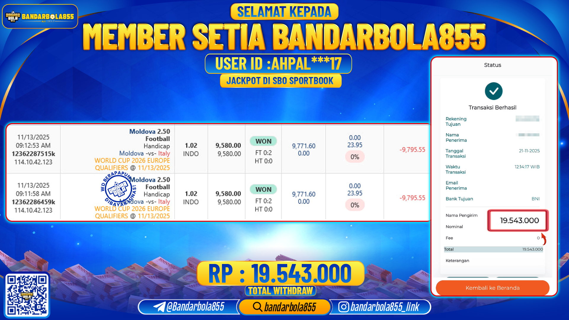 🎖 JACKPOT BANDARBOLA855 di SBO SPORTS Rp19.543.000🎖