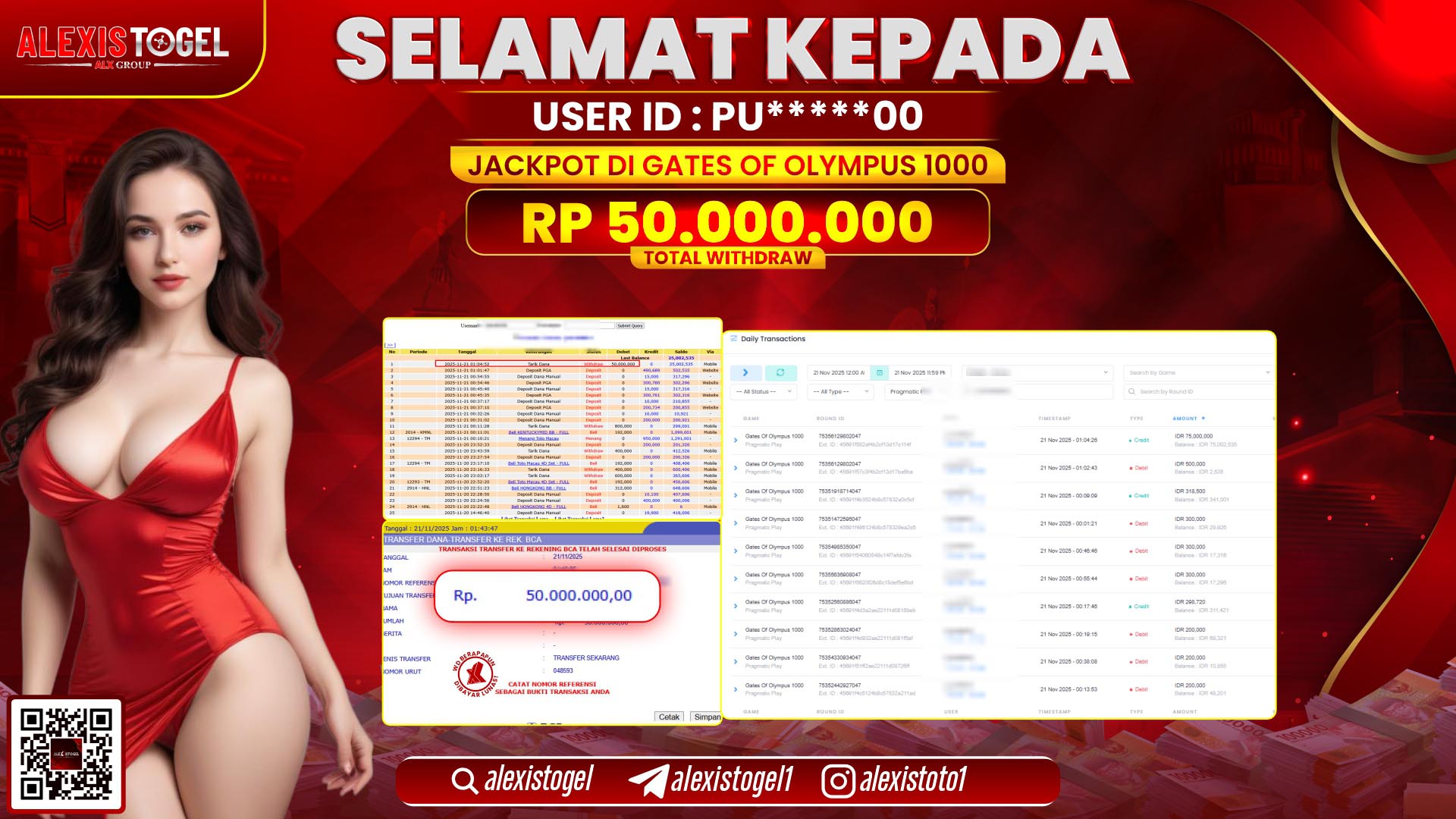 ALEXISTOGEL di SLOT GATES OF OLYMPUS 1000 RP.50.000.000,- LUNAS