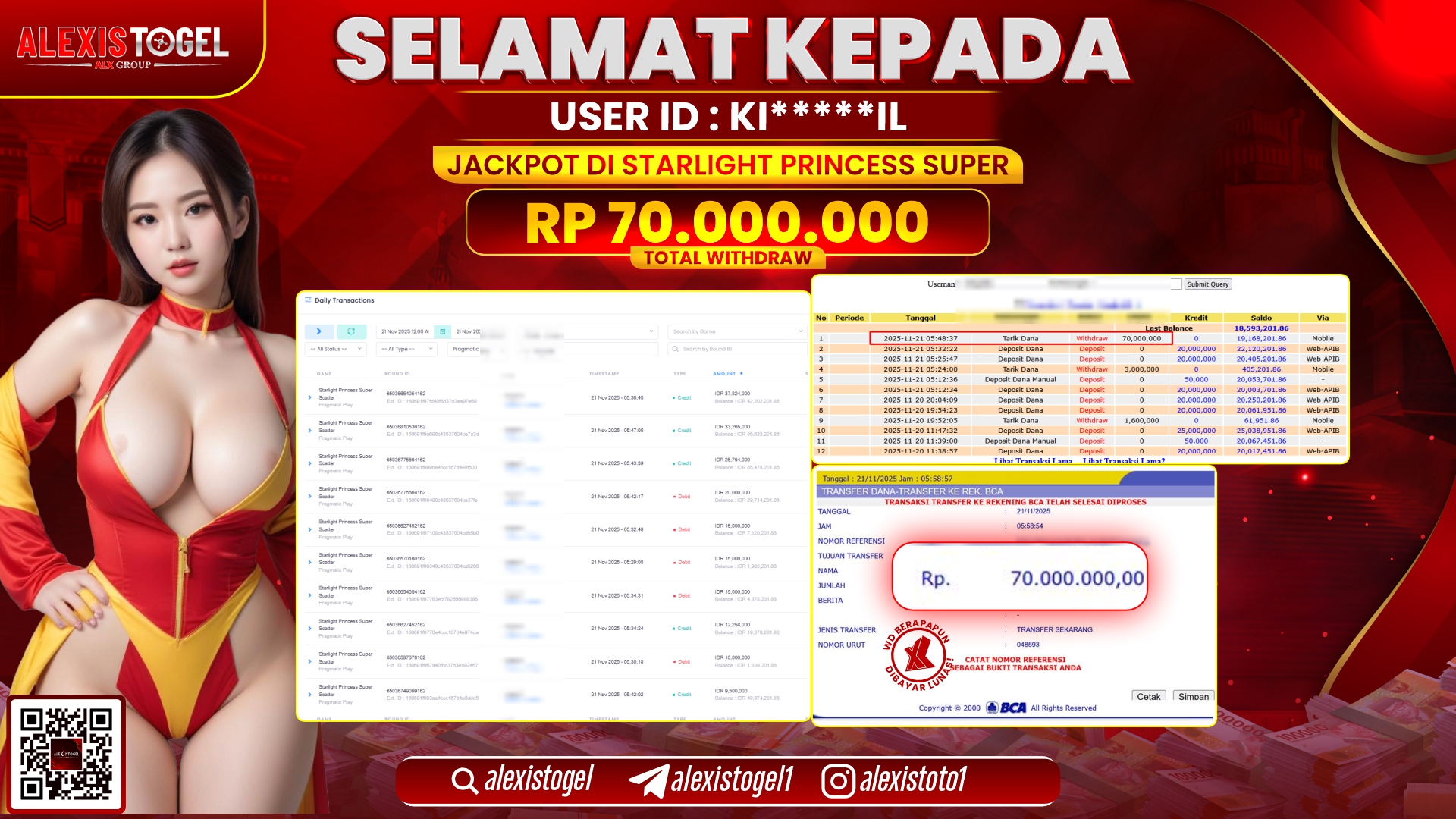 ALEXISTOGEL di SLOT STARLIGHT PRINCESS SUPER RP.70.000.000,- LUNAS