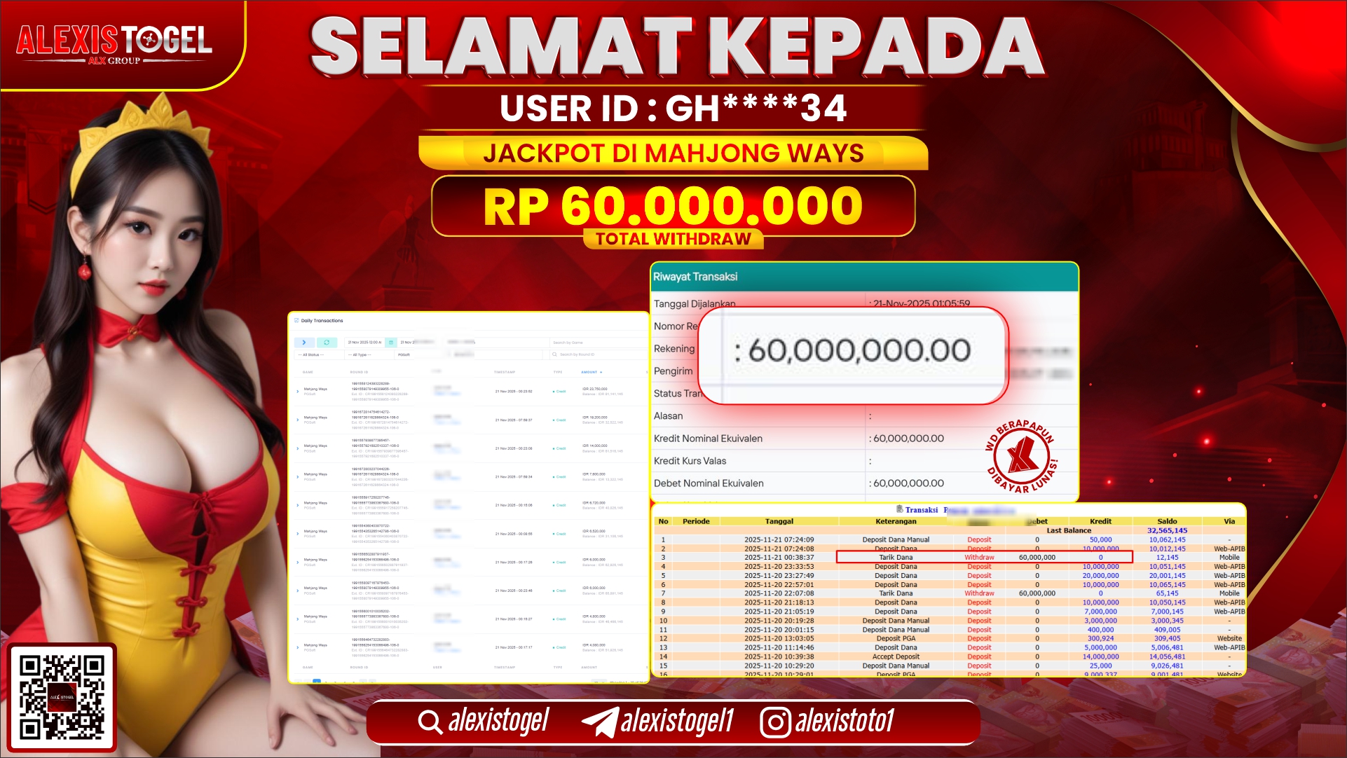 ALEXISTOGEL di SLOT MAHJONG WAYS RP.60.000.000,- LUNAS