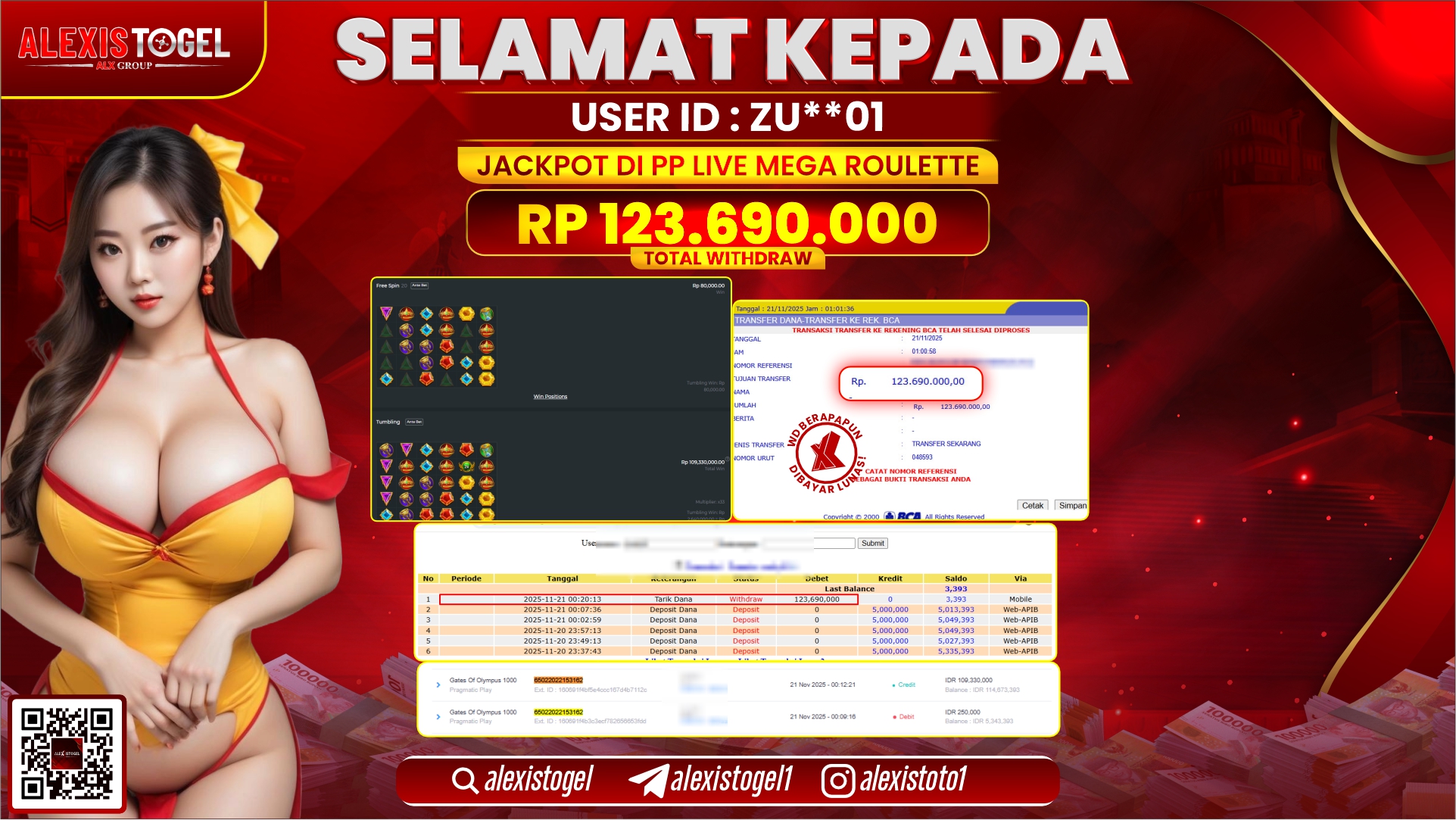 ALEXISTOGEL di PP LIVE MEGA ROULETTE RP.123.690.000,- LUNAS