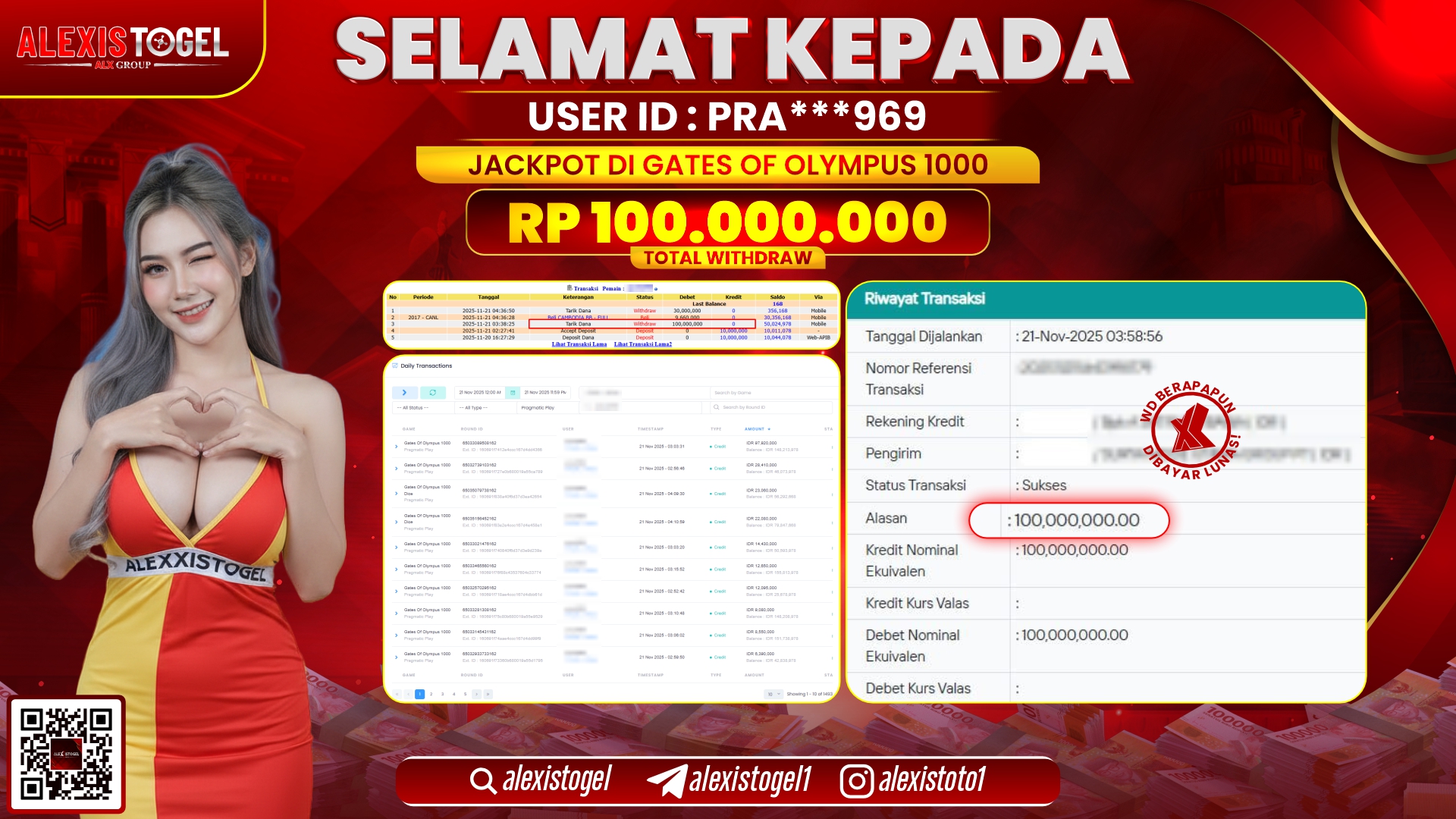 ALEXISTOGEL di SLOT GATES OF OLYMPUS 1000 RP.100.000.000,- LUNAS