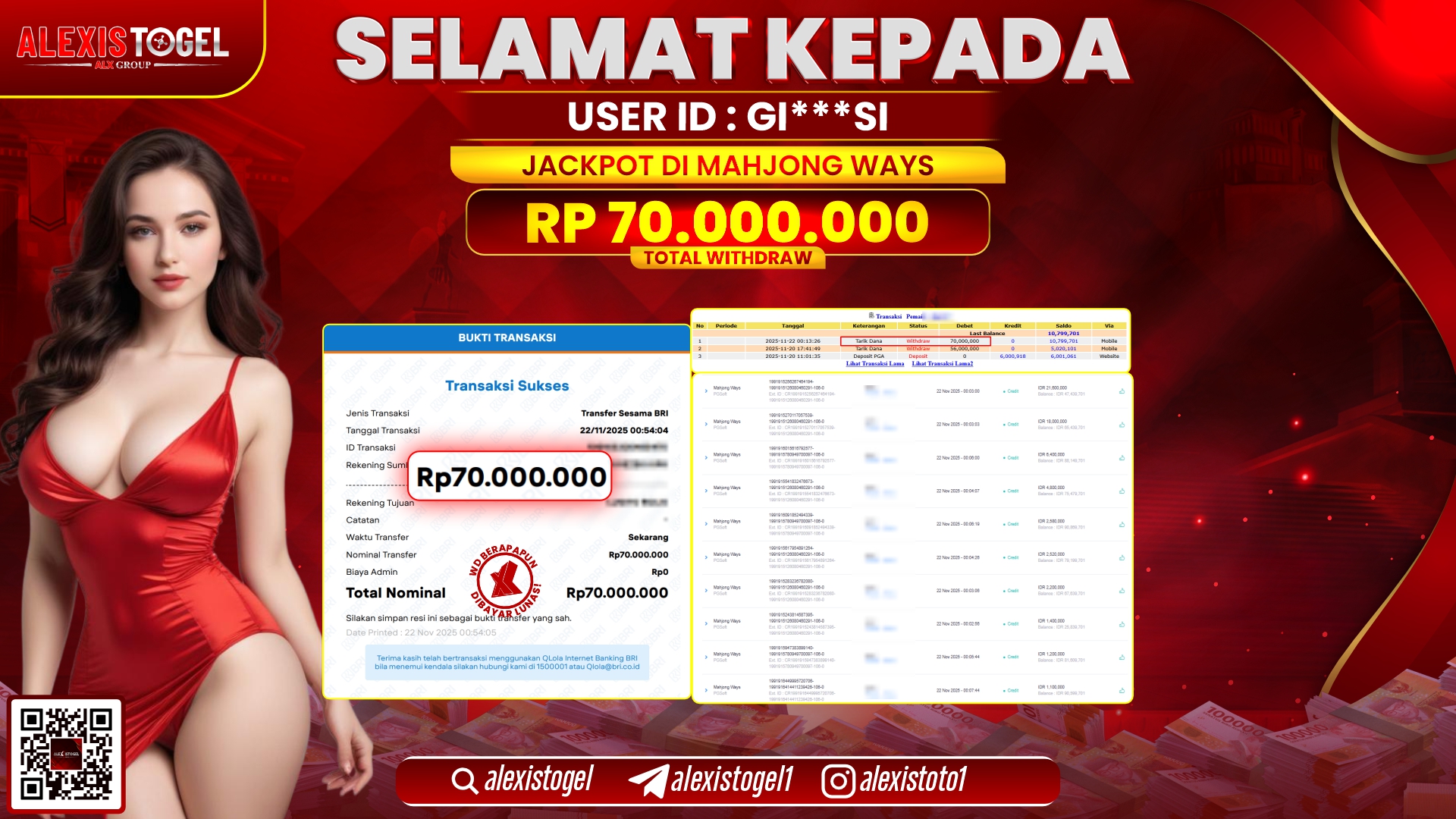 ALEXISTOGEL di SLOT MAHJONG WAYS RP.70.000.000,- LUNAS