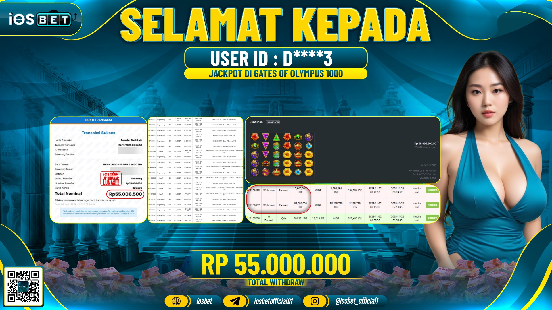 Bukti Pembayaran LUNAS SLOT GAME GACOR Rp.55.000.000,-