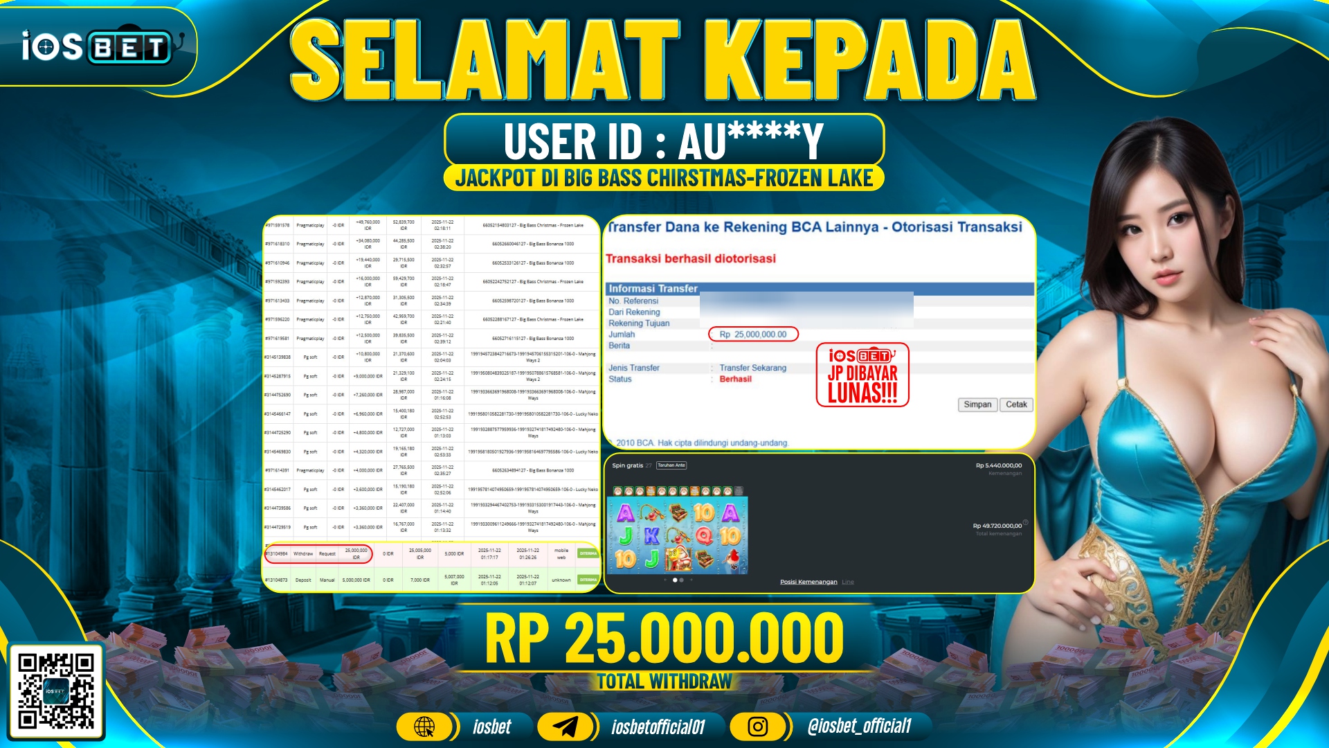Bukti Pembayaran LUNAS SLOT GAME GACOR Rp.25.000.000,-