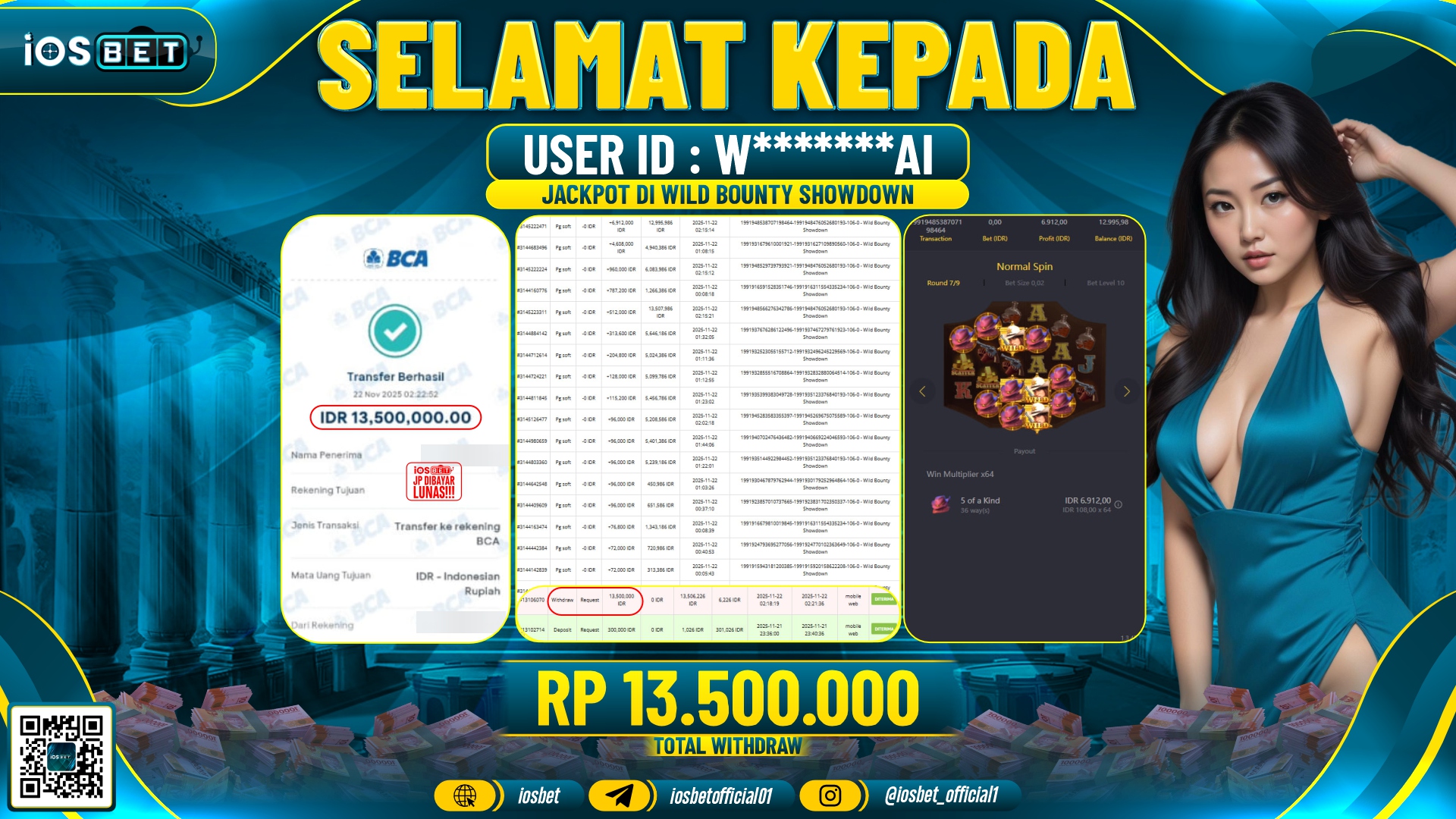 Bukti Pembayaran LUNAS SLOT GAME GACOR Rp.13.500.000,-
