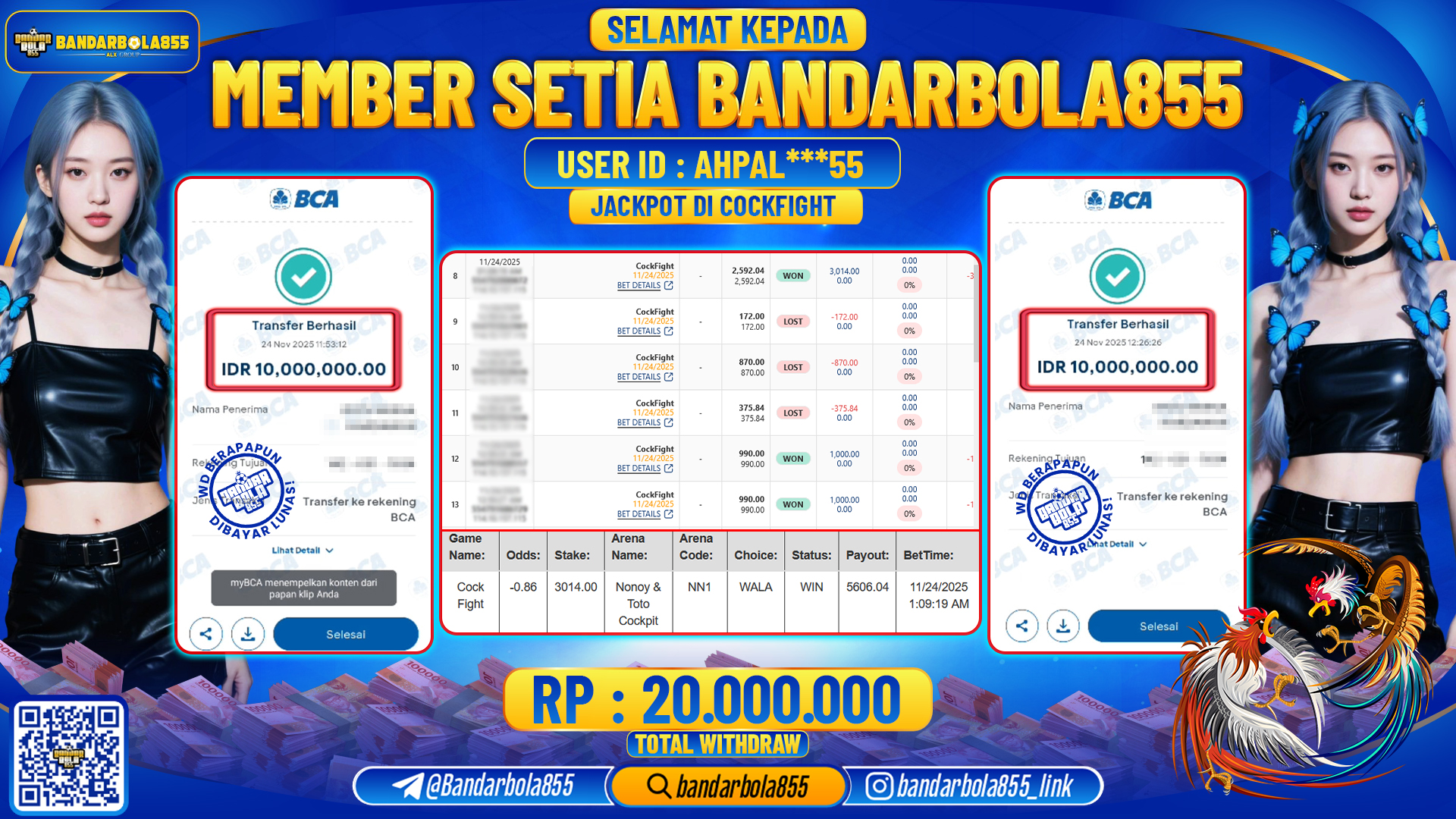🎖 JACKPOT BANDARBOLA855 di COCKFIGHT Rp20.000.000 🎖