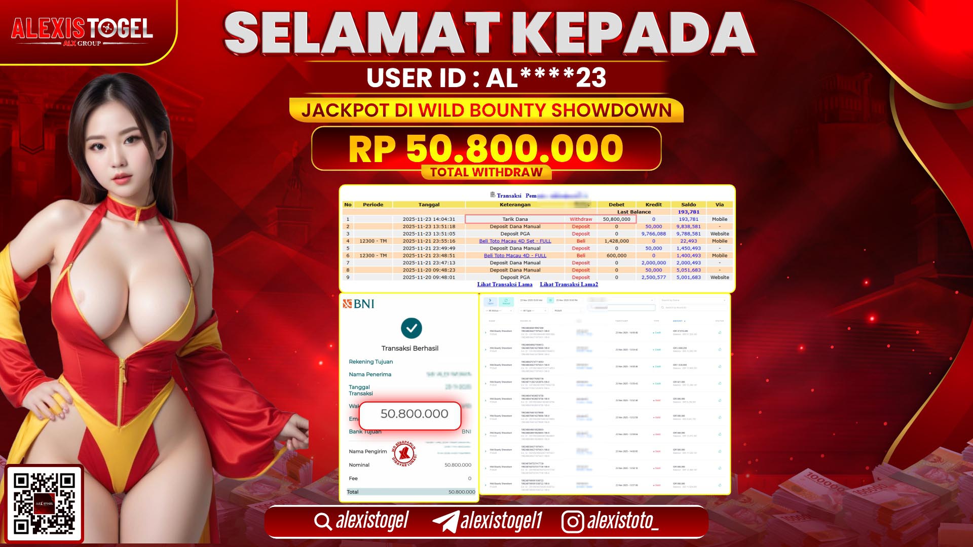 ALEXISTOGEL di SLOT WILD BOUNTY SHOWDOWN RP.50.800.000,- LUNAS