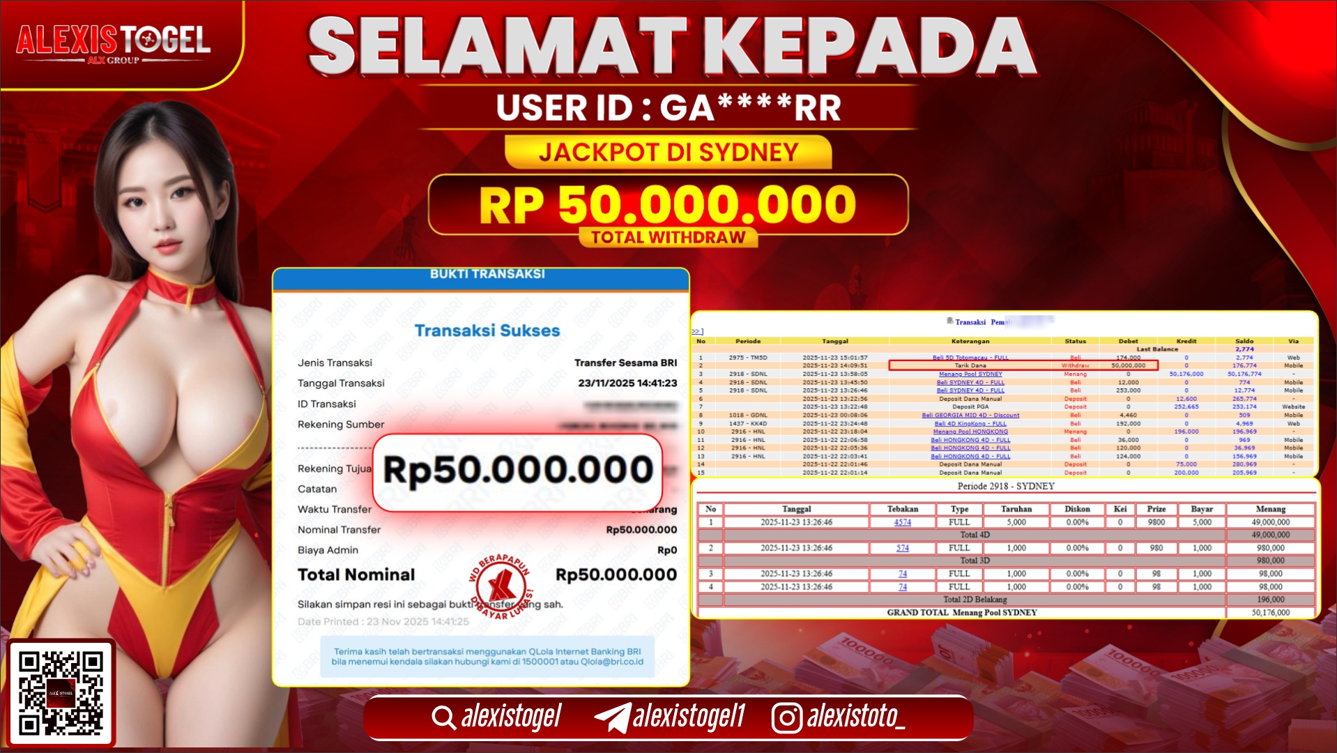 ALEXISTOGEL di TOGEL SYDNEY RP.50.000.000,- LUNAS