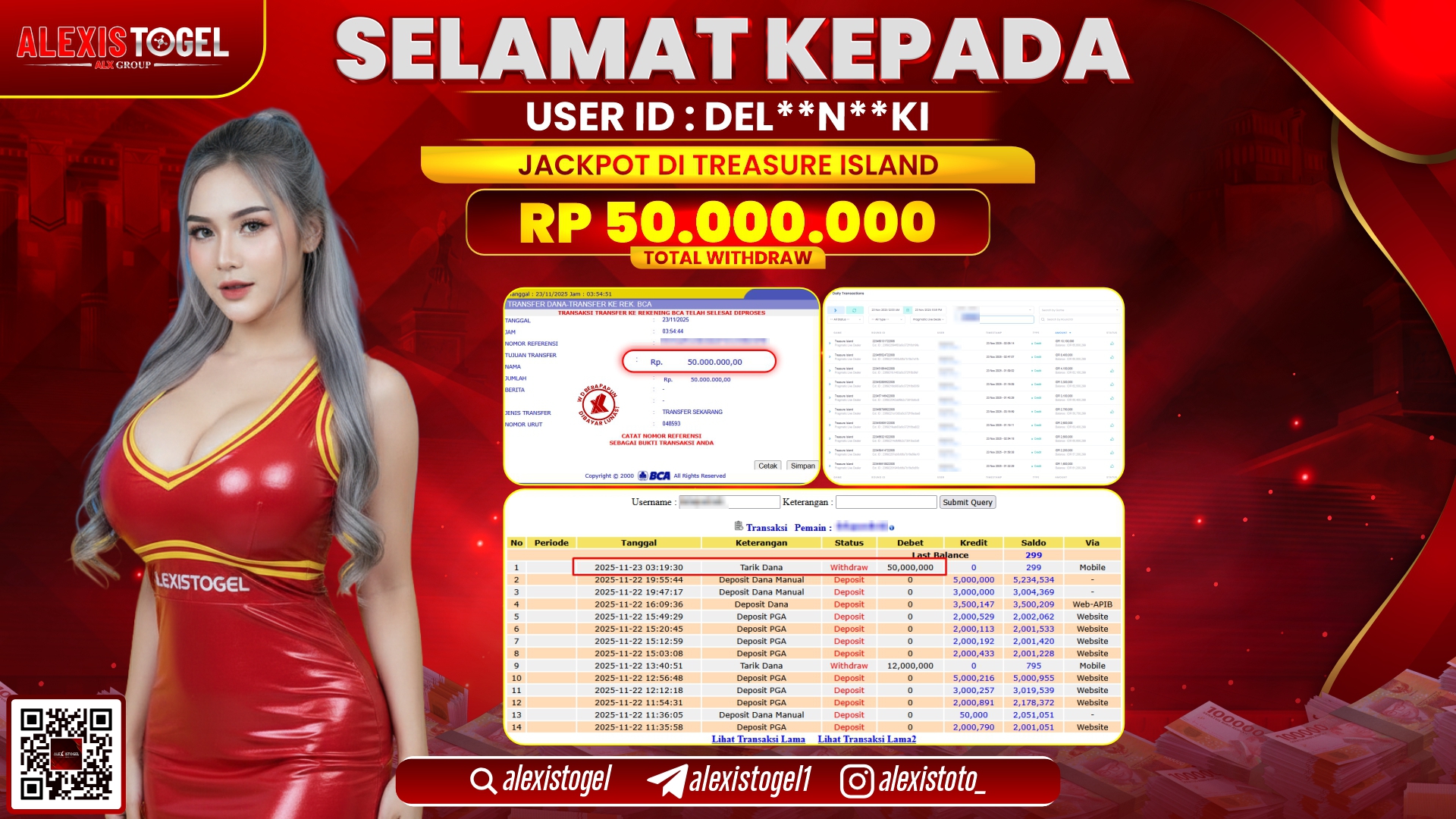 ALEXISTOGEL di SLOT TREASURE ISLAND RP.50.000.000,- LUNAS
