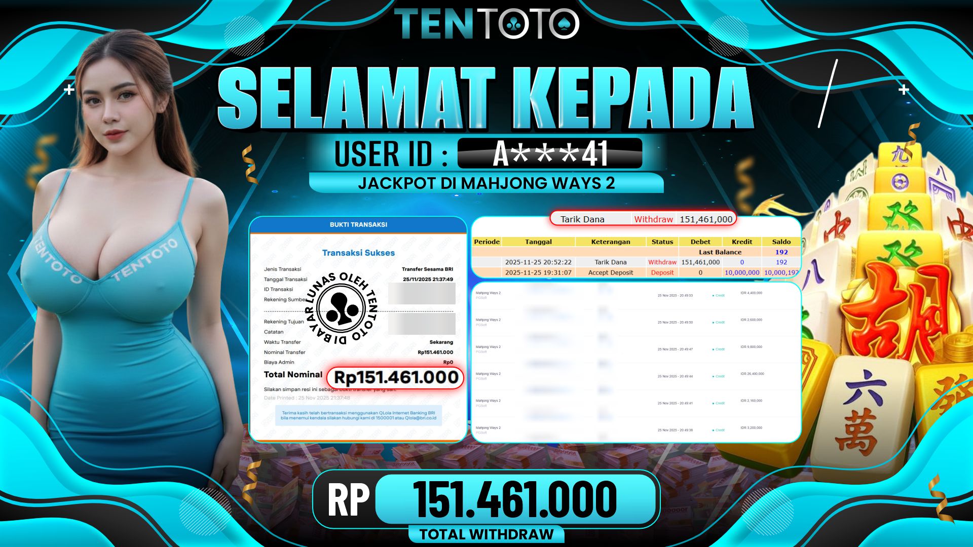TENTOTO Mahjong Ways 2 Rp. 151.461.000,- LUNAS 