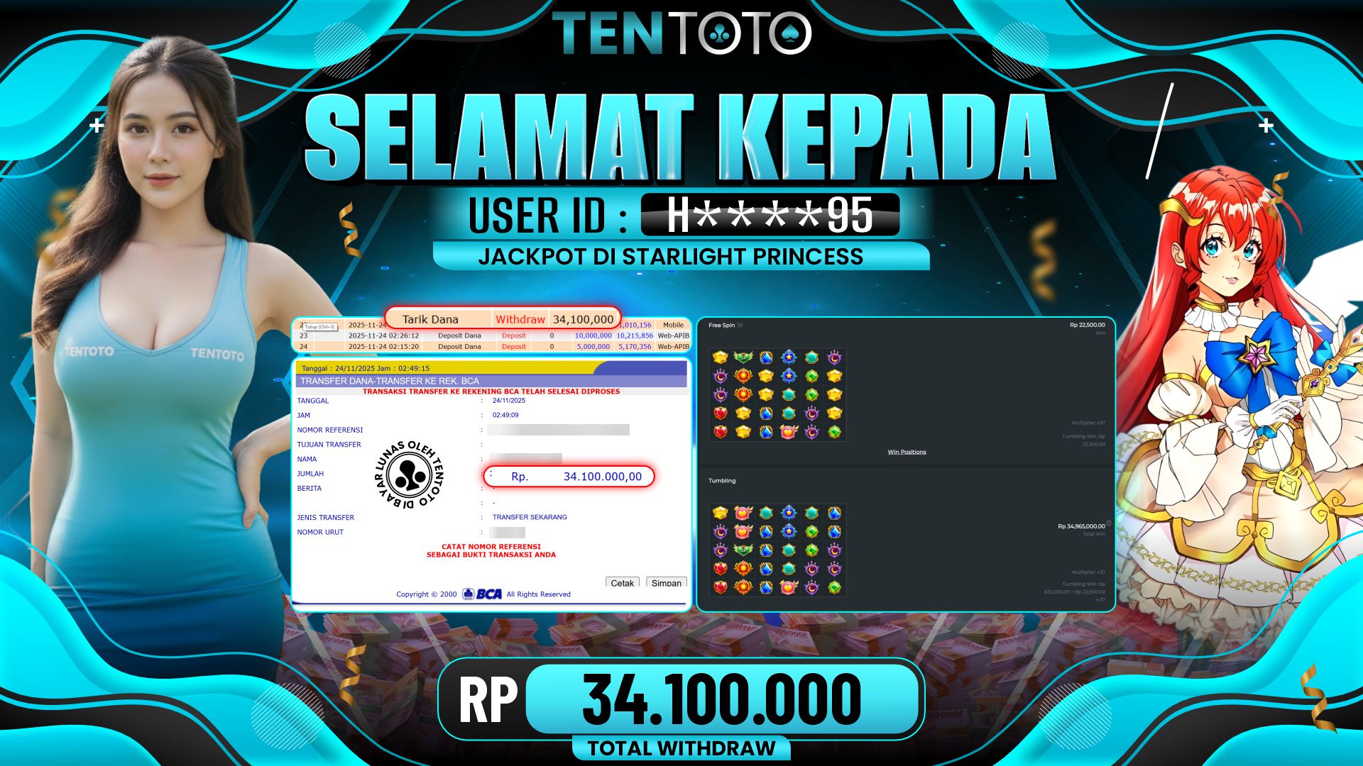 TENTOTO Starlight Princess Rp. 34.100.000,- LUNAS 