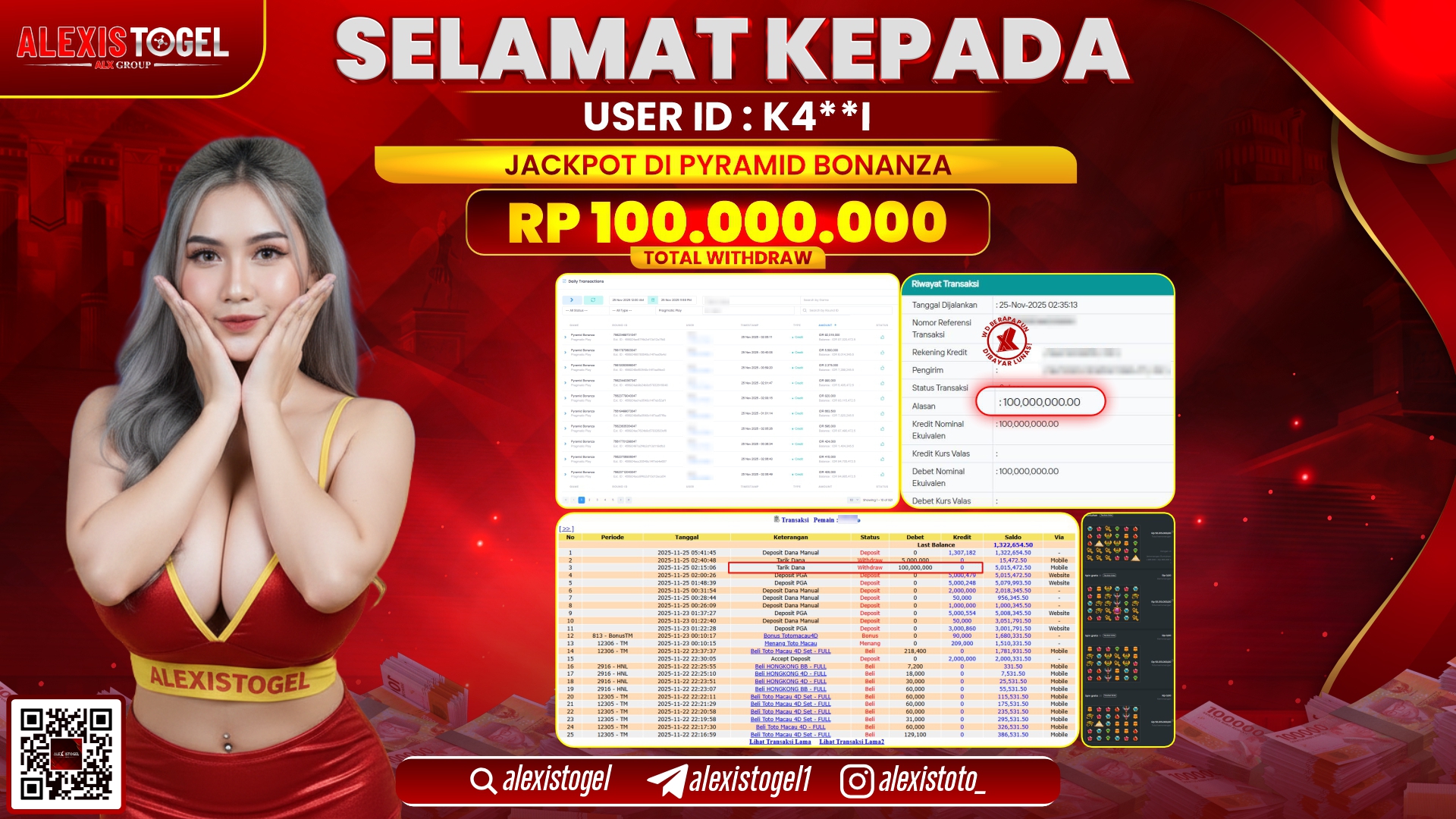 ALEXISTOGEL di SLOT PYRAMID BONANZA RP100.000.000,- LUNAS