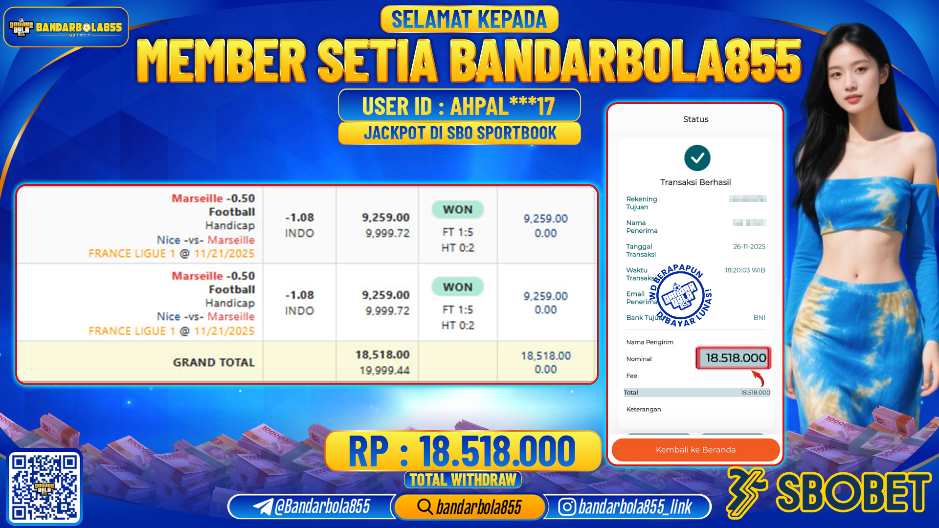 🎖 JACKPOT BANDARBOLA855 di SBO SPORTBOOK Rp18.518.000 🎖