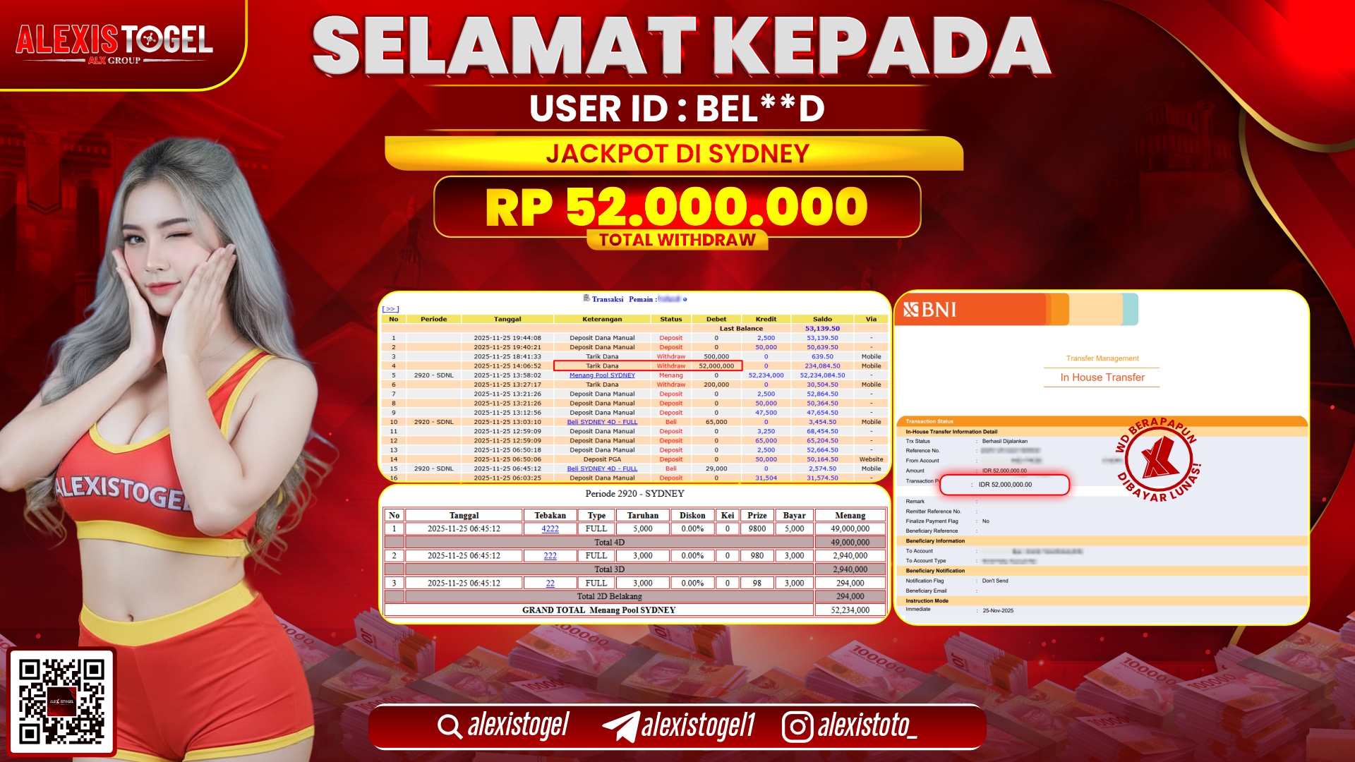 ALEXISTOGEL di TOGEL SYDNEY LOTTO RP.52.000.000,- LUNAS