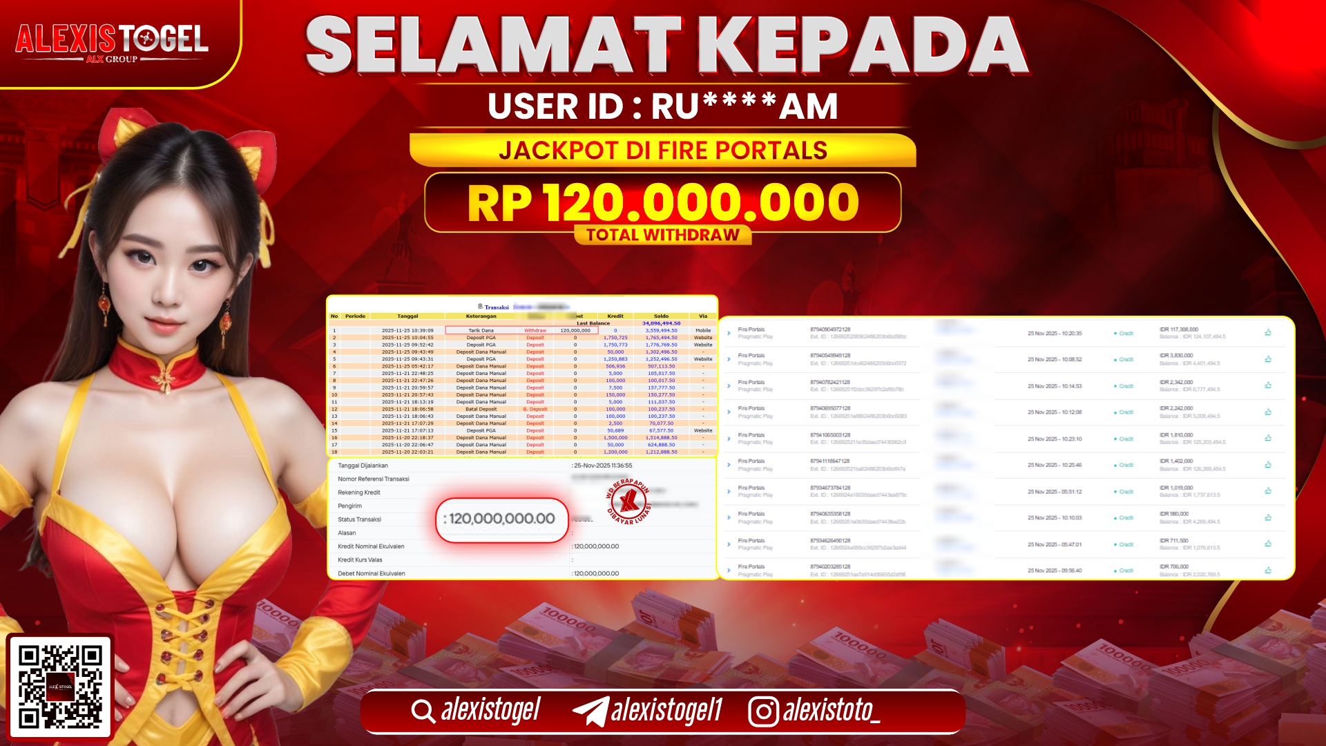 ALEXISTOGEL di SLOT FIRE PORTALS RP120.000.000,- LUNAS