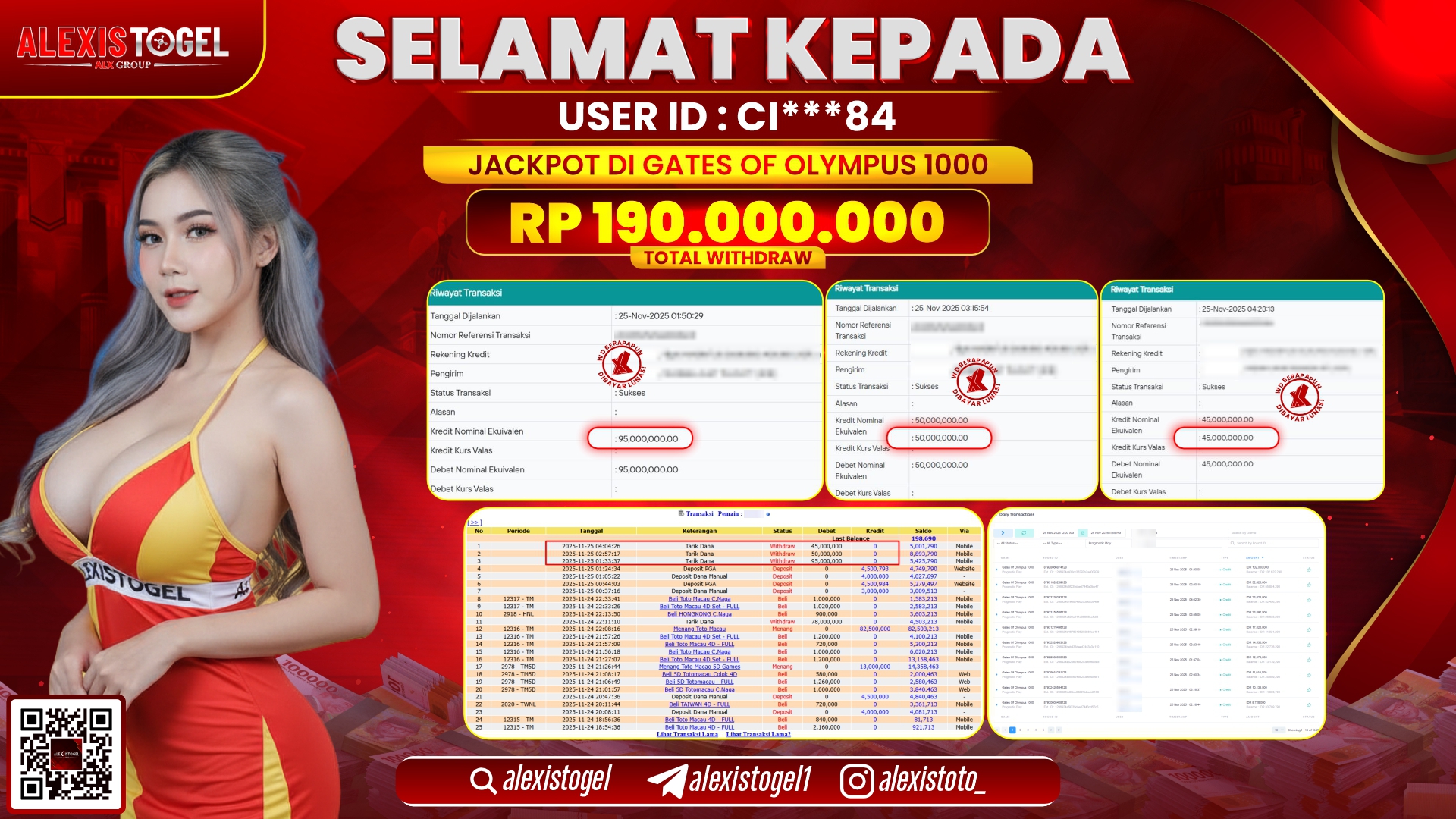 ALEXISTOGEL di SLOT GATES OF OLYMPUS 1000 RP.190.000.000,- LUNAS