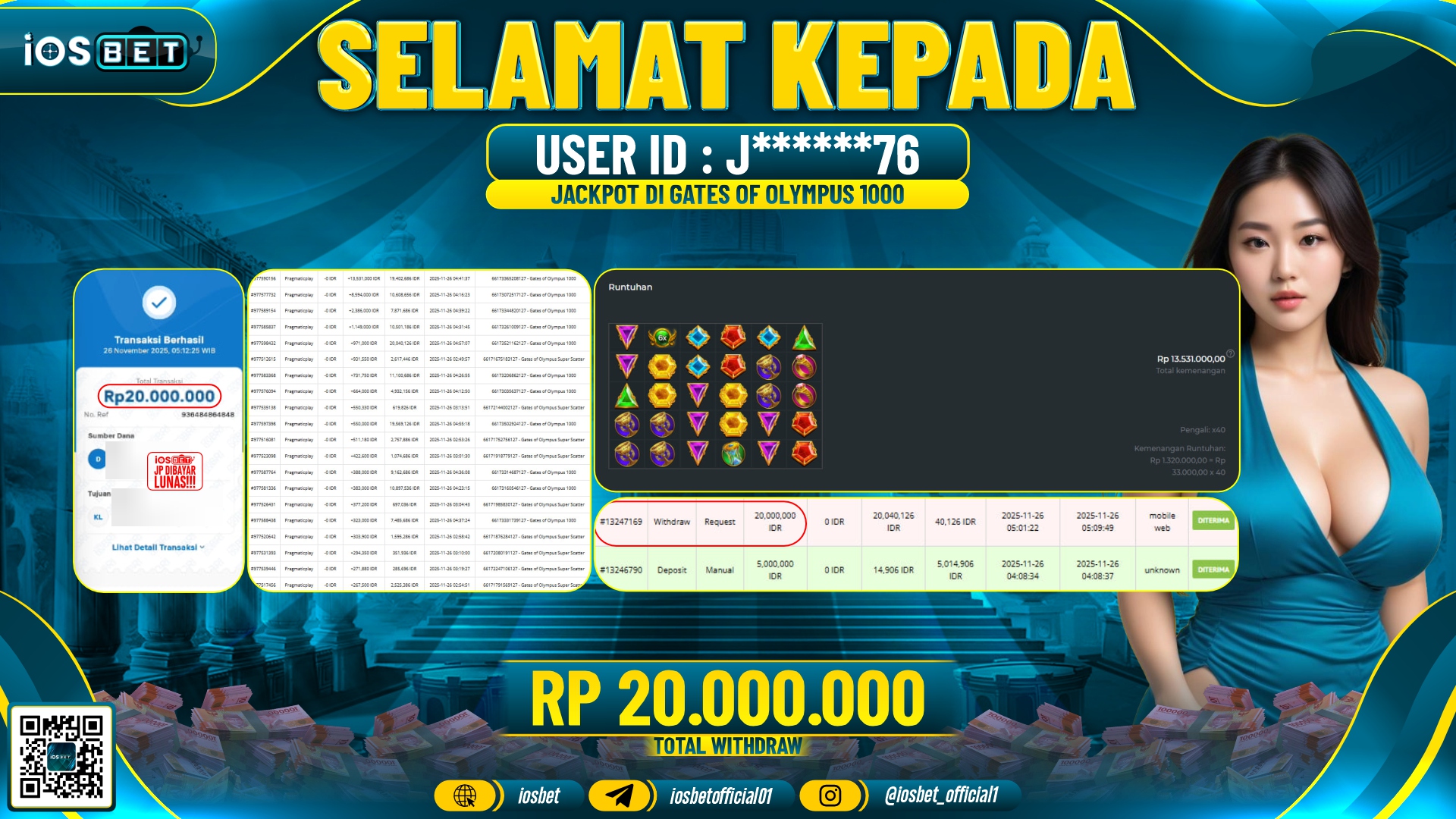 Bukti Pembayaran LUNAS SLOT GAME GACOR Rp.20.000.000,-