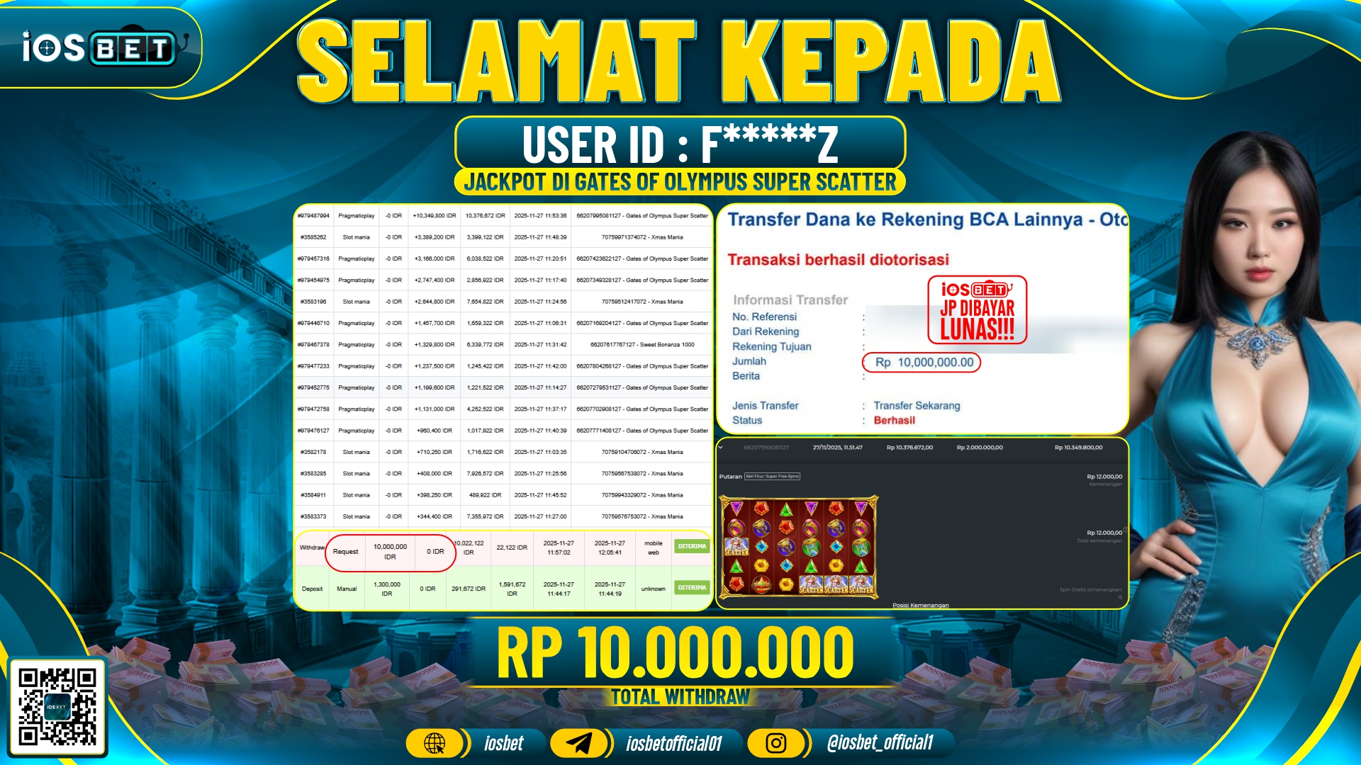 Bukti Pembayaran LUNAS SLOT GAME GACOR Rp.10.000.00,-