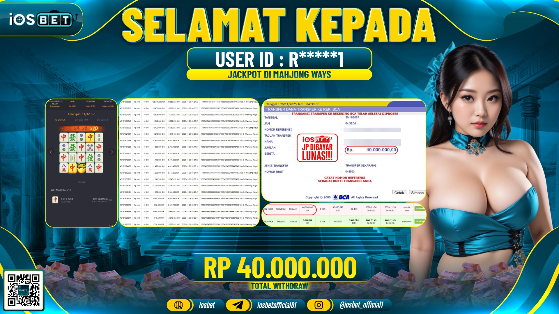 Bukti Pembayaran LUNAS SLOT GAME GACOR Rp.40.000.000,-