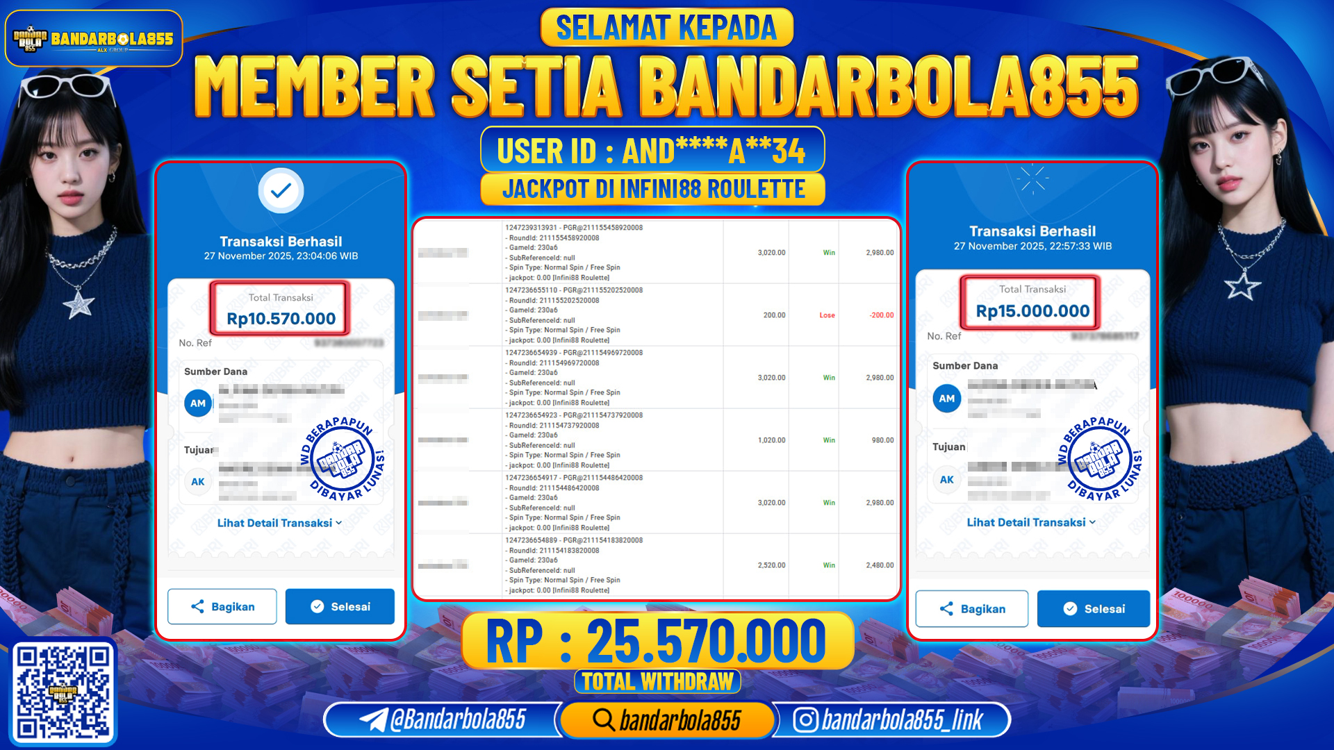 🎖 JACKPOT BANDARBOLA855 di INFINI ROULETTE Rp25.570.000 🎖