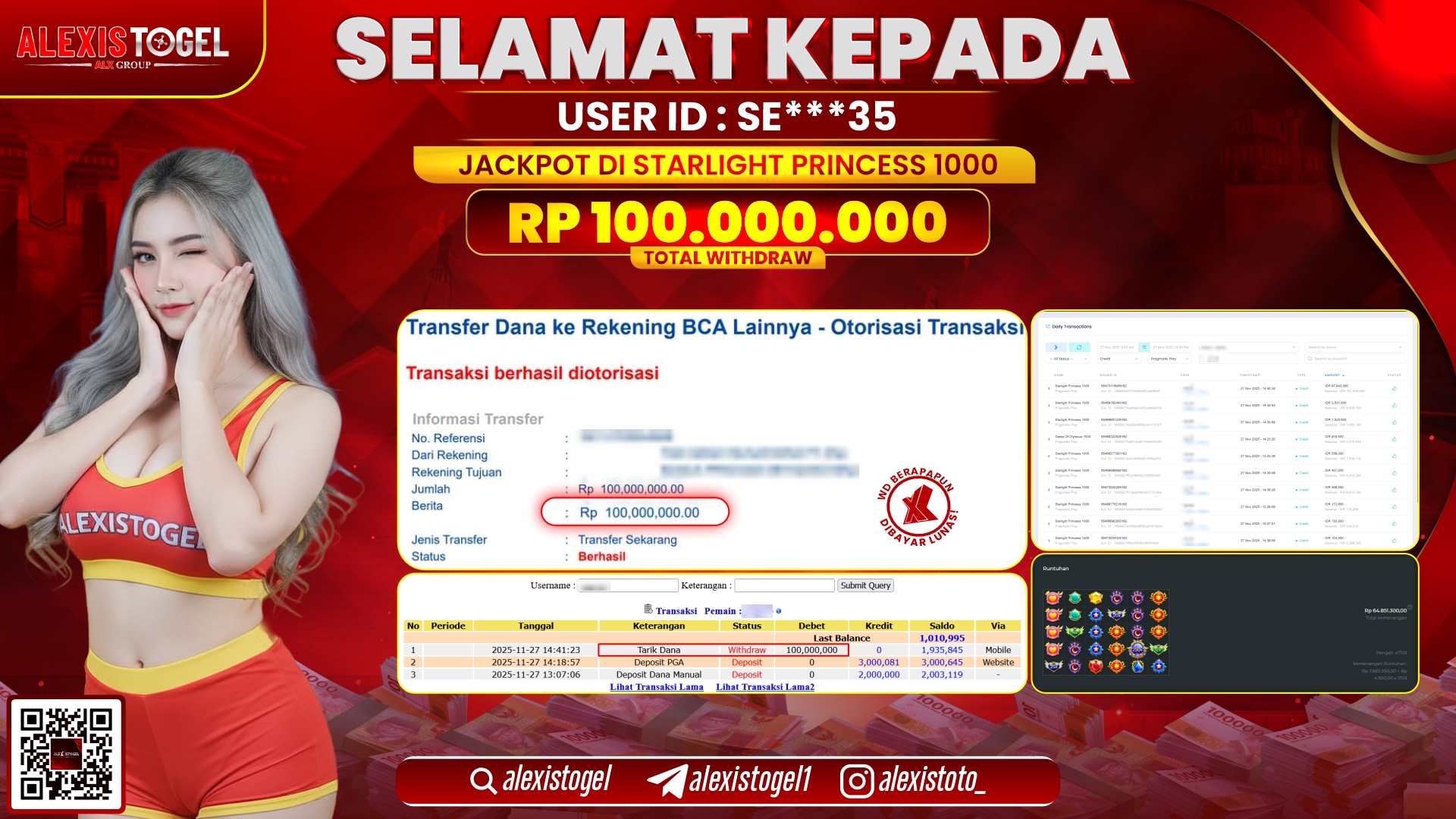 ALEXISTOGEL di SLOT STARLIGHT PRINCESS 1000 RP.100.000.000,- LUNAS