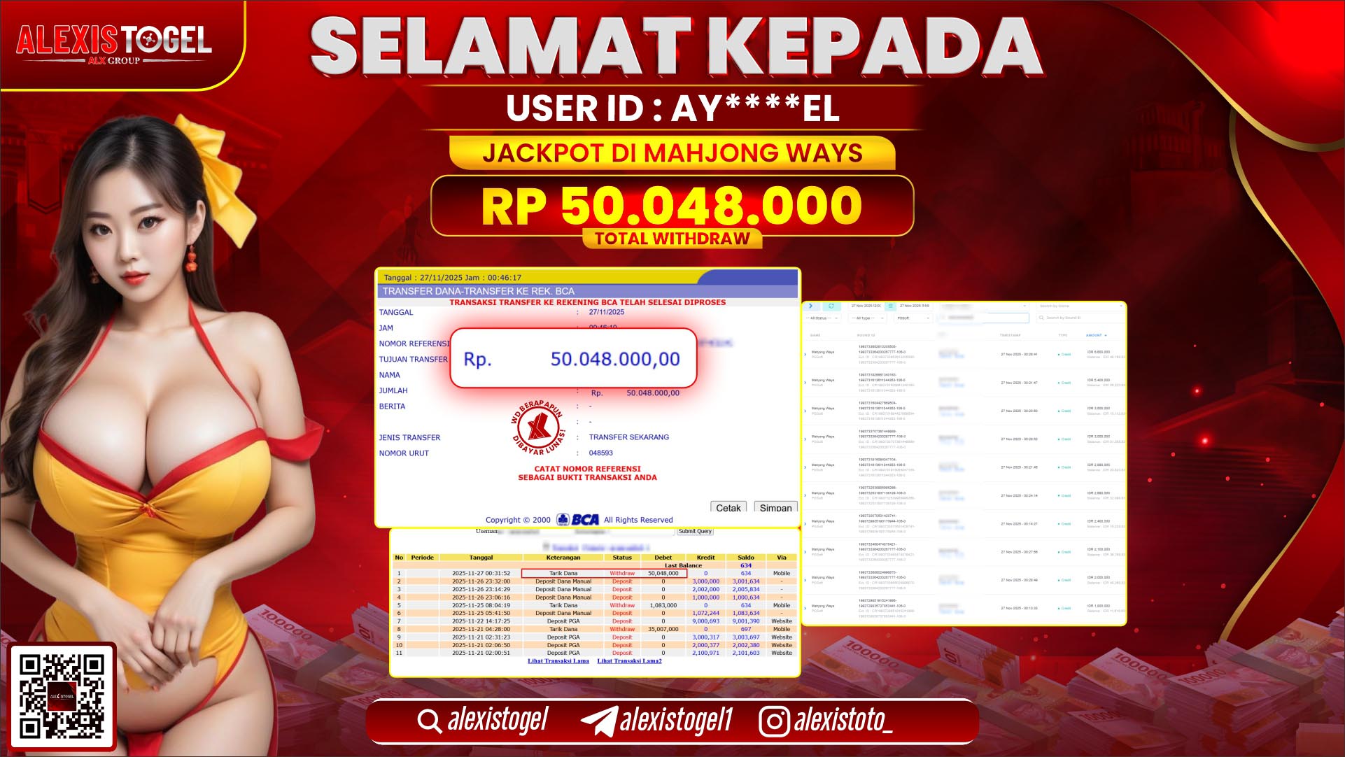 ALEXISTOGEL di SLOT MAHJONG WAYS RP.50.048.000,- LUNAS