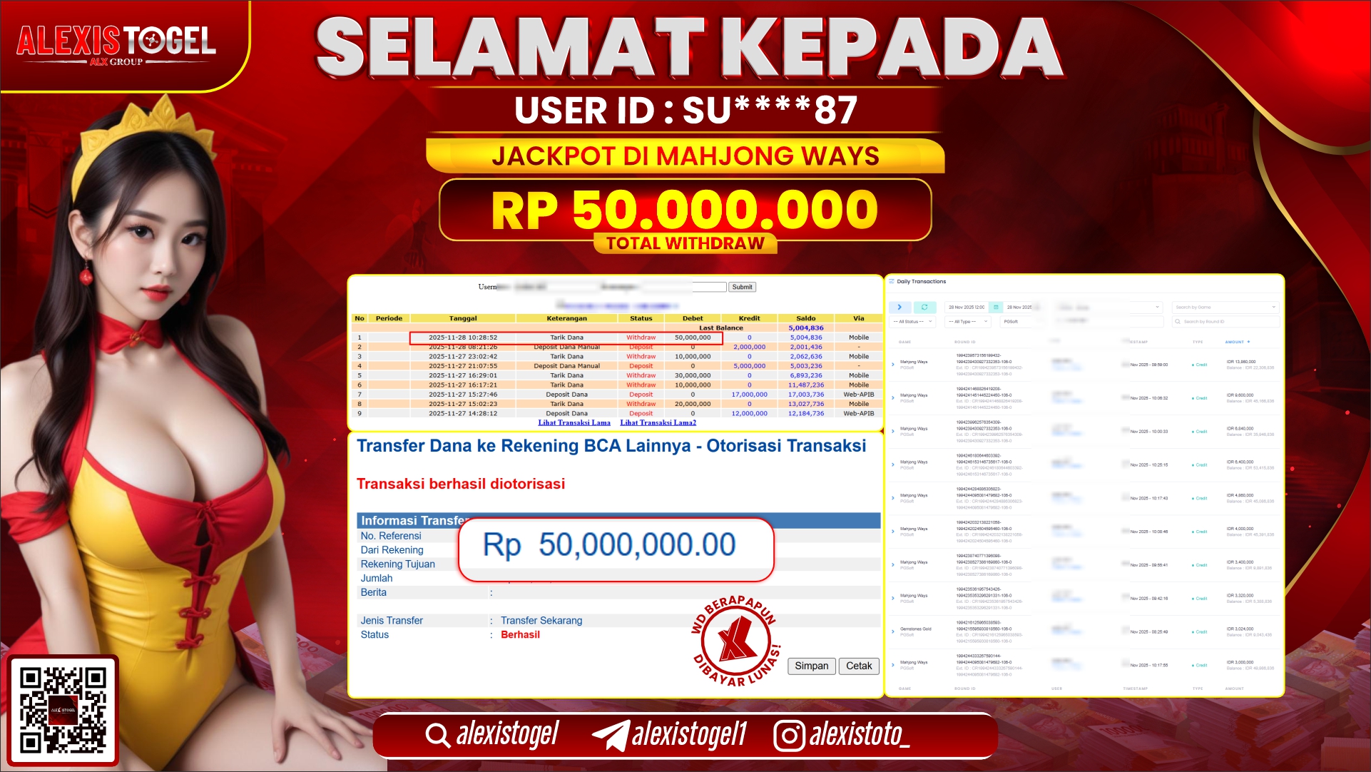 ALEXISTOGEL di SLOT MAHJONG WAYS RP.50.000.000,- LUNAS