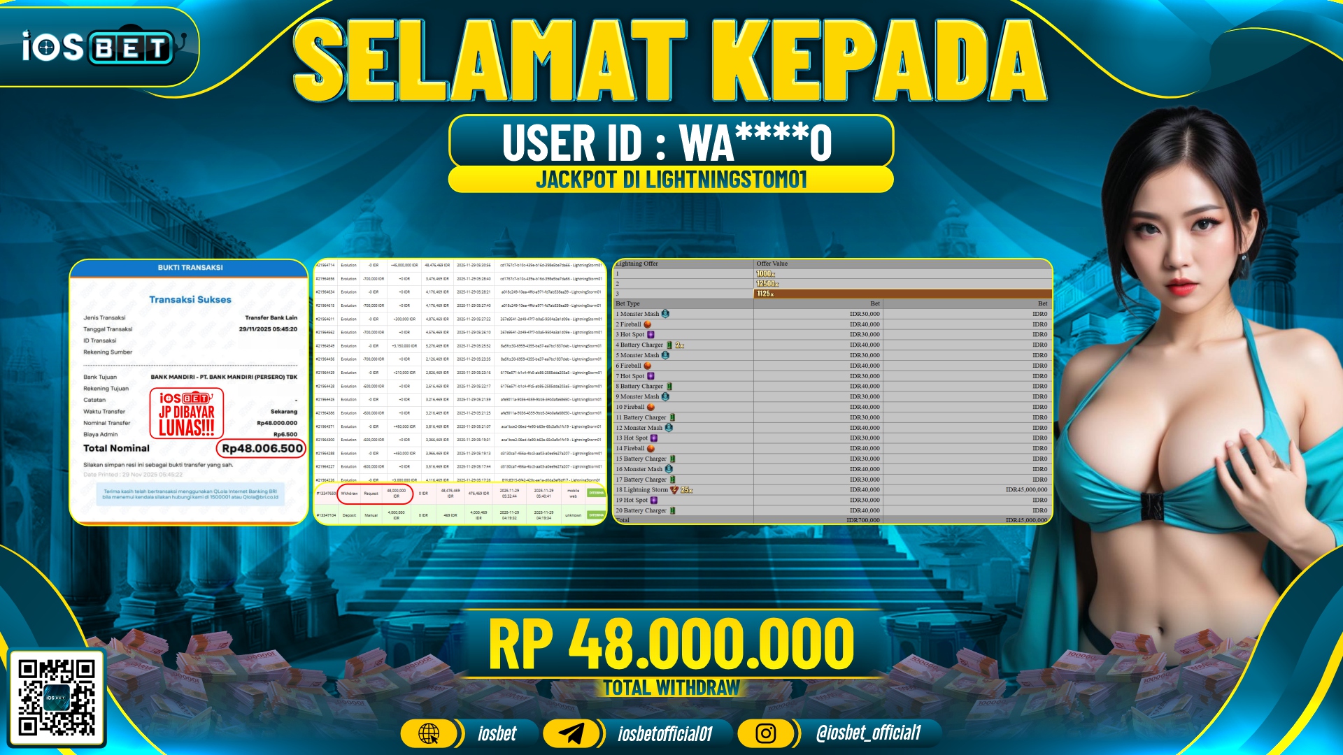 Bukti Pembayaran LUNAS LIVE GAME GACOR Rp.48.000.000,-
