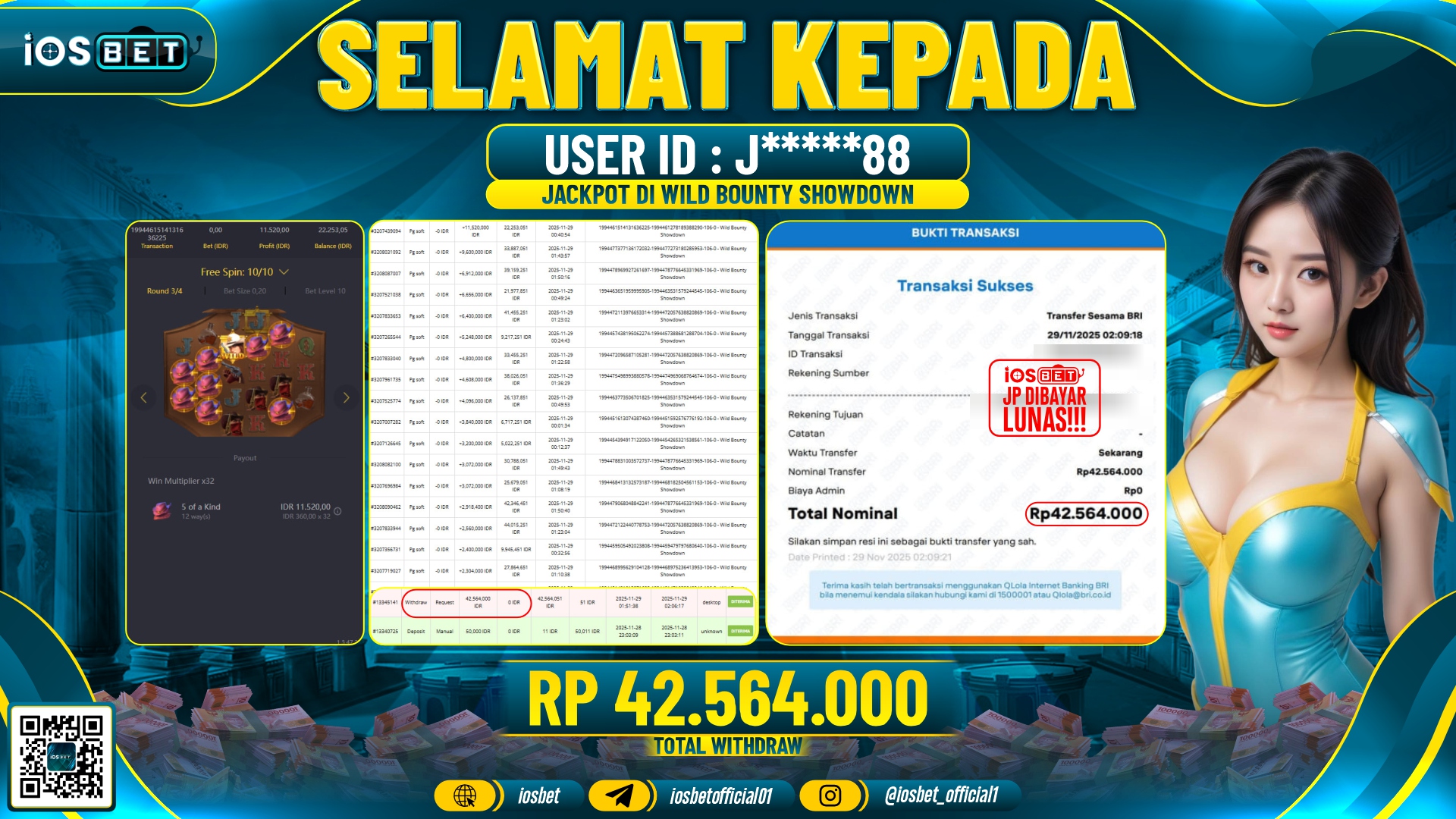 Bukti Pembayaran LUNAS SLOT GAME GACOR Rp.42.564.000,-