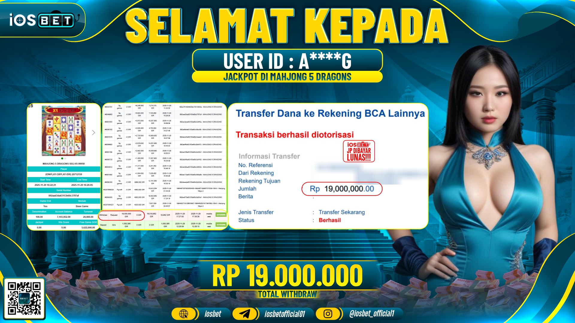 Bukti Pembayaran LUNAS SLOT GAME GACOR Rp.19.000.000,-