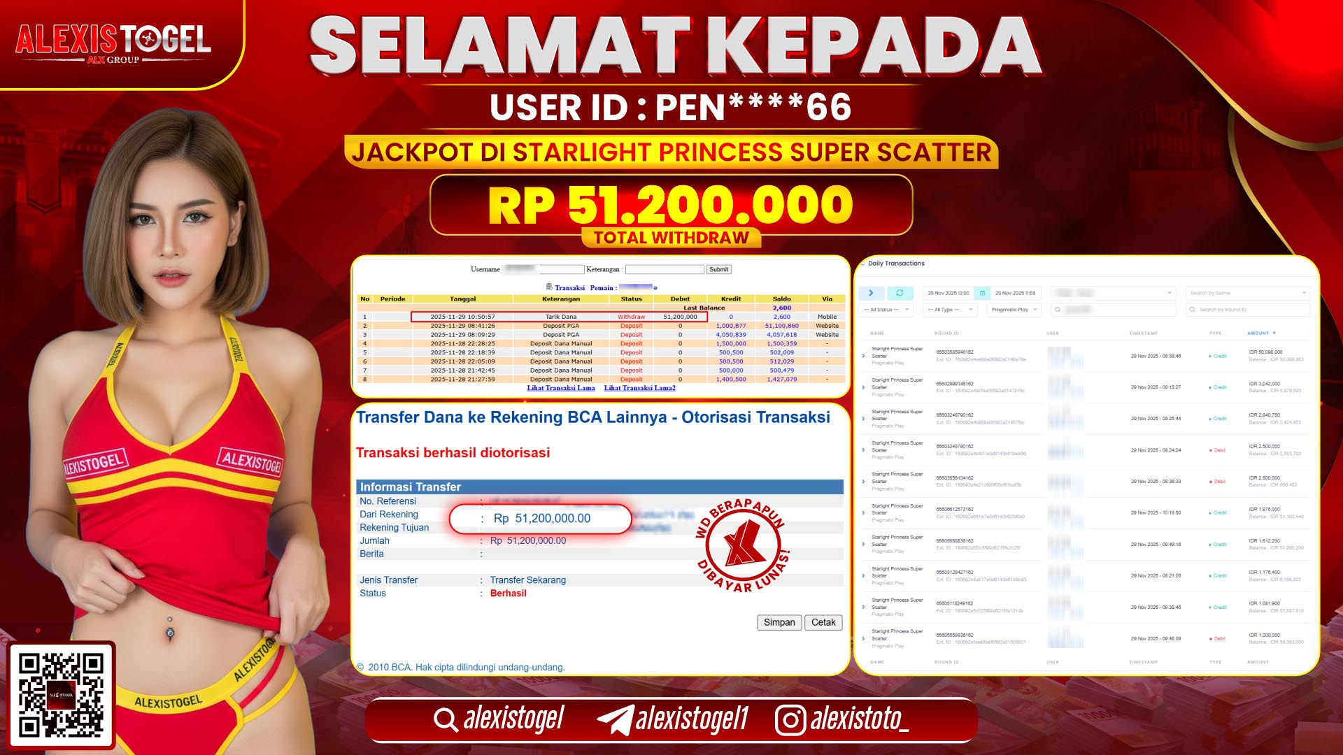 ALEXISTOGEL di SLOT STARLIGHT PRINCESS SUPER SCATTER RP.51.200.000,- LUNAS