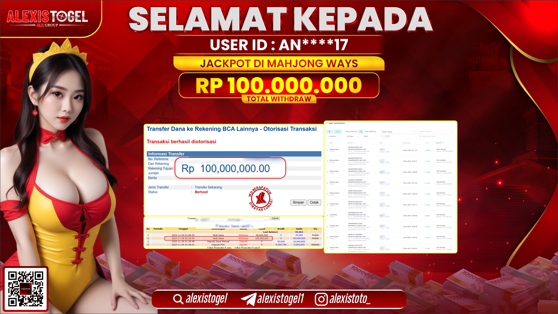 ALEXISTOGEL di SLOT MAHJONG WAYS RP.100.000.000,- LUNAS