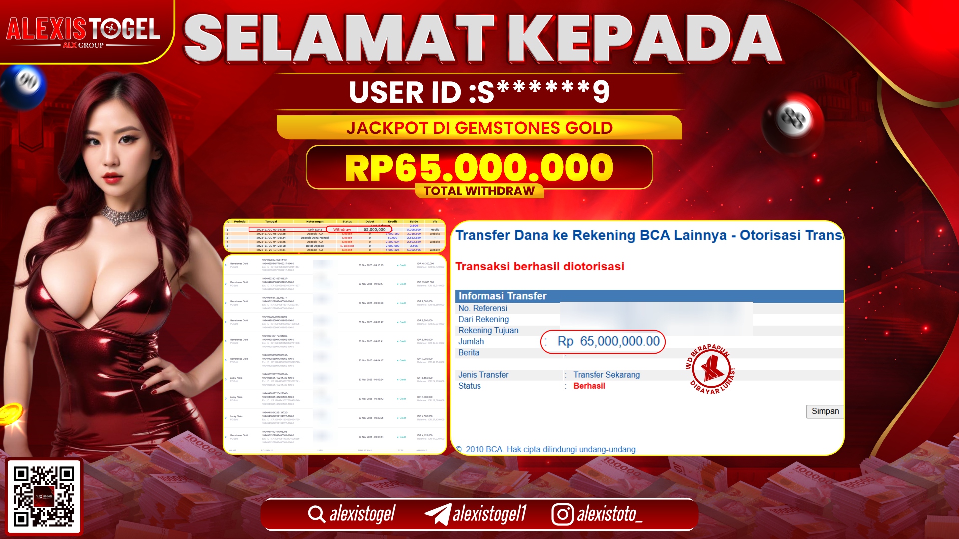 ALEXISTOGEL di SLOT GAMSTONES GOLD RP.65.000.000,- LUNAS