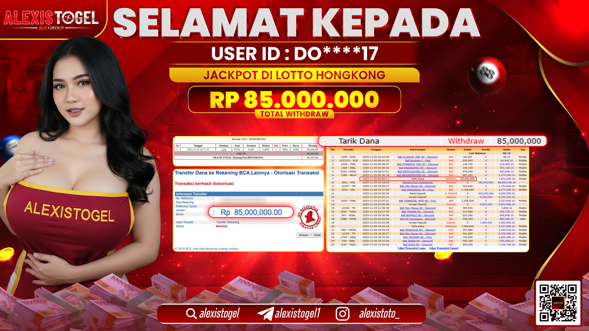 ALEXISTOGEL di TOGEL HONGKONG LOTTO RP.85.000.000,- LUNAS